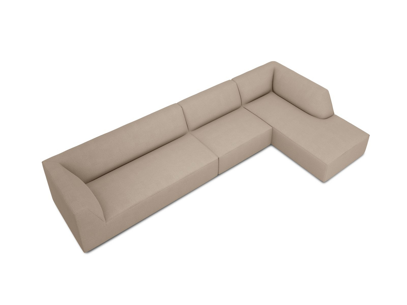 Cosmopolitan Design højrevendt modulhjørnesofa, "Siena", 5-personers, 366 × 180 × 69 cm, Ottawa, sorte plastben