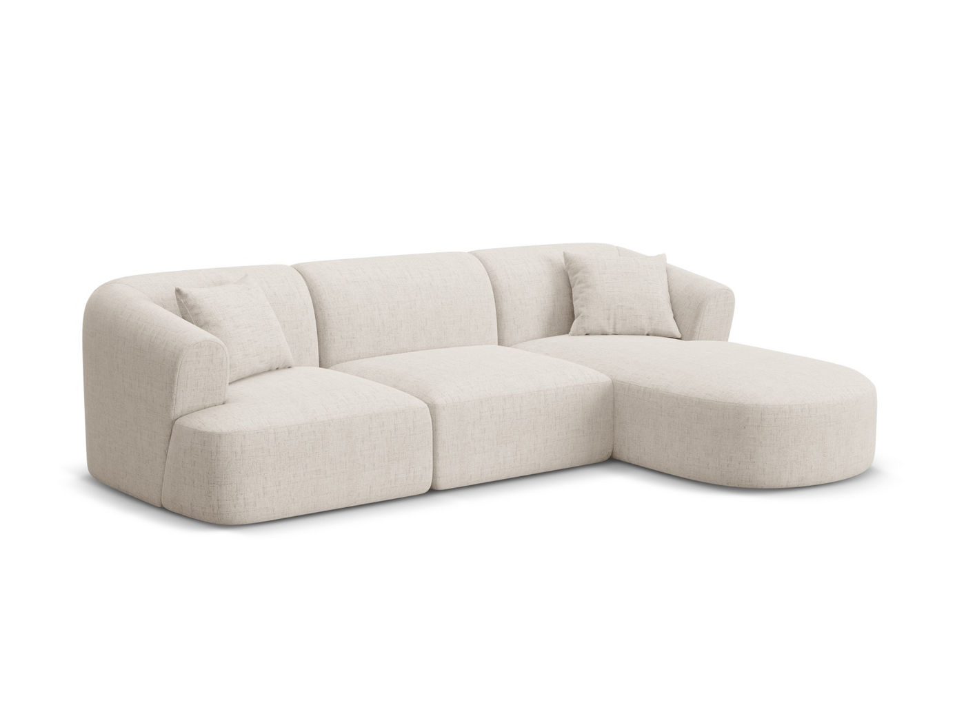 Cosmopolitan Design højrevendt modulhjørnesofa, "Campi", 4-personers, 256 × 156 × 70 cm, Moly, sorte plastben