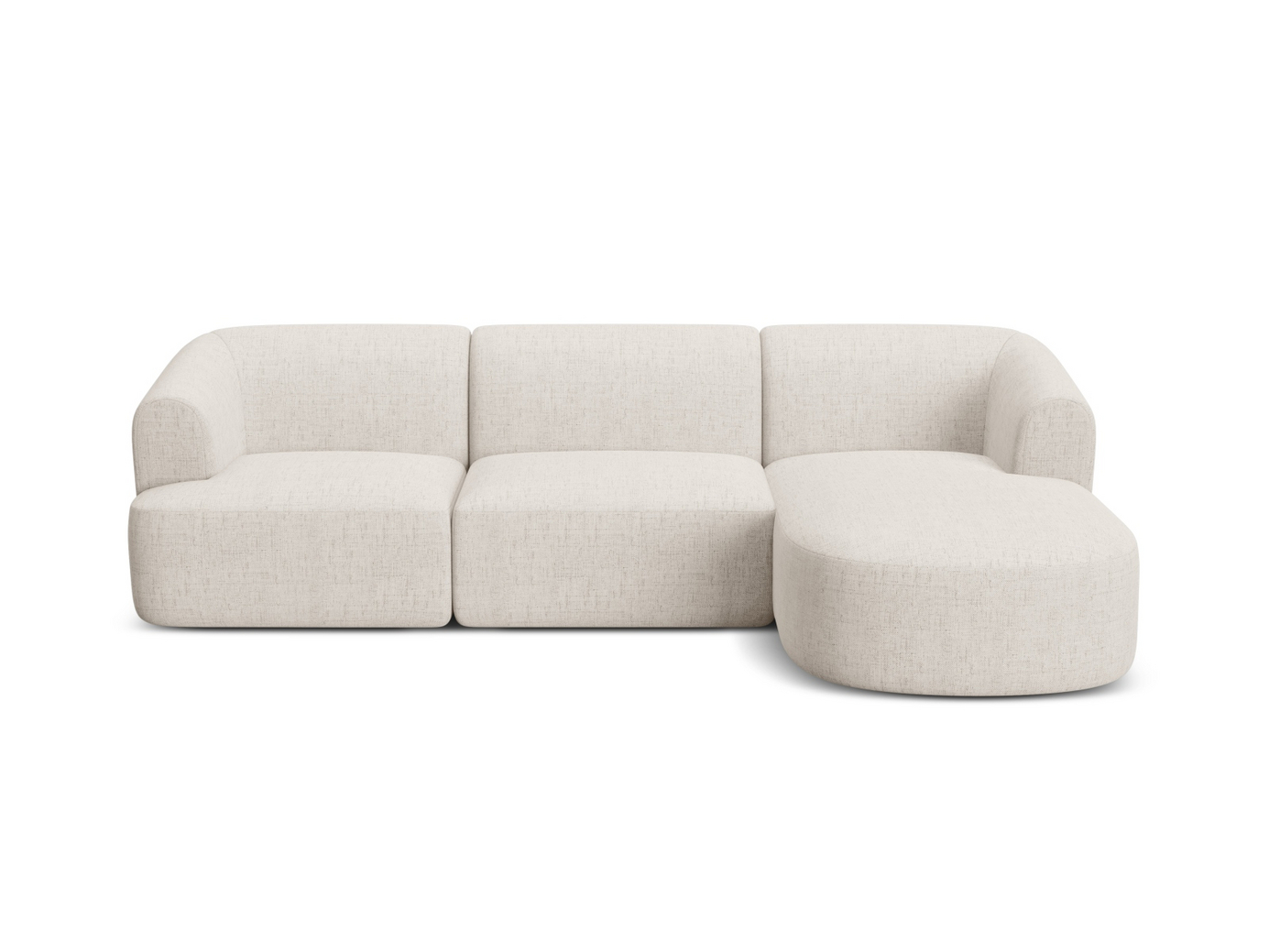 Cosmopolitan Design højrevendt modulhjørnesofa, "Campi", 4-personers, 256 × 156 × 70 cm, Moly, sorte plastben
