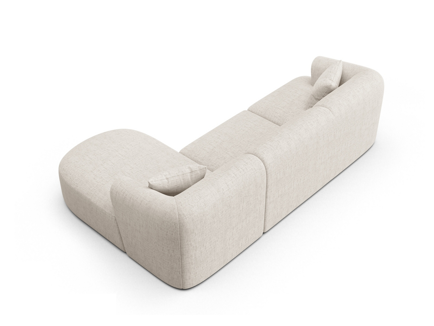 Cosmopolitan Design højrevendt modulhjørnesofa, "Campi", 4-personers, 256 × 156 × 70 cm, Moly, sorte plastben
