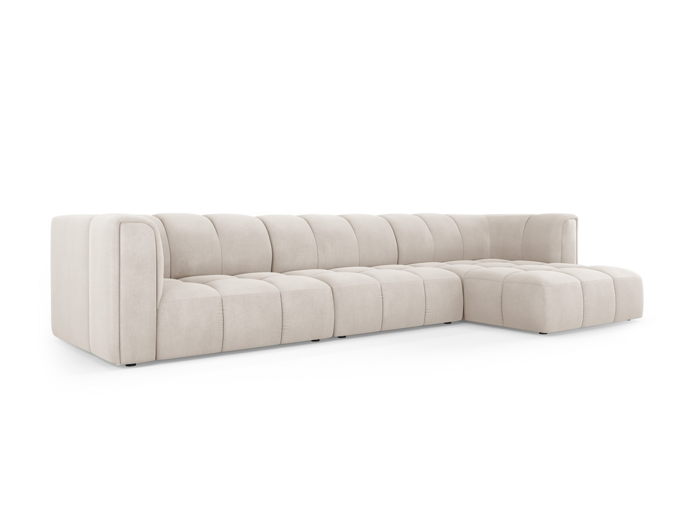 Cosmopolitan Design højrevendt modulhjørnesofa, "Moritz", 5-personers, 316 × 160 × 70 cm, Rebel, sorte plastben