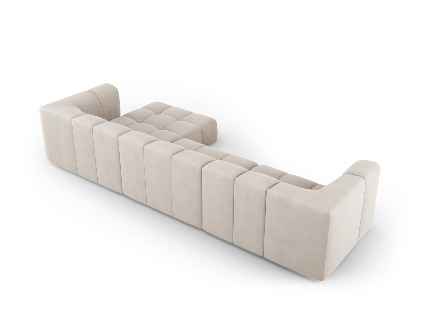 Cosmopolitan Design højrevendt modulhjørnesofa, "Moritz", 5-personers, 316 × 160 × 70 cm, Rebel, sorte plastben