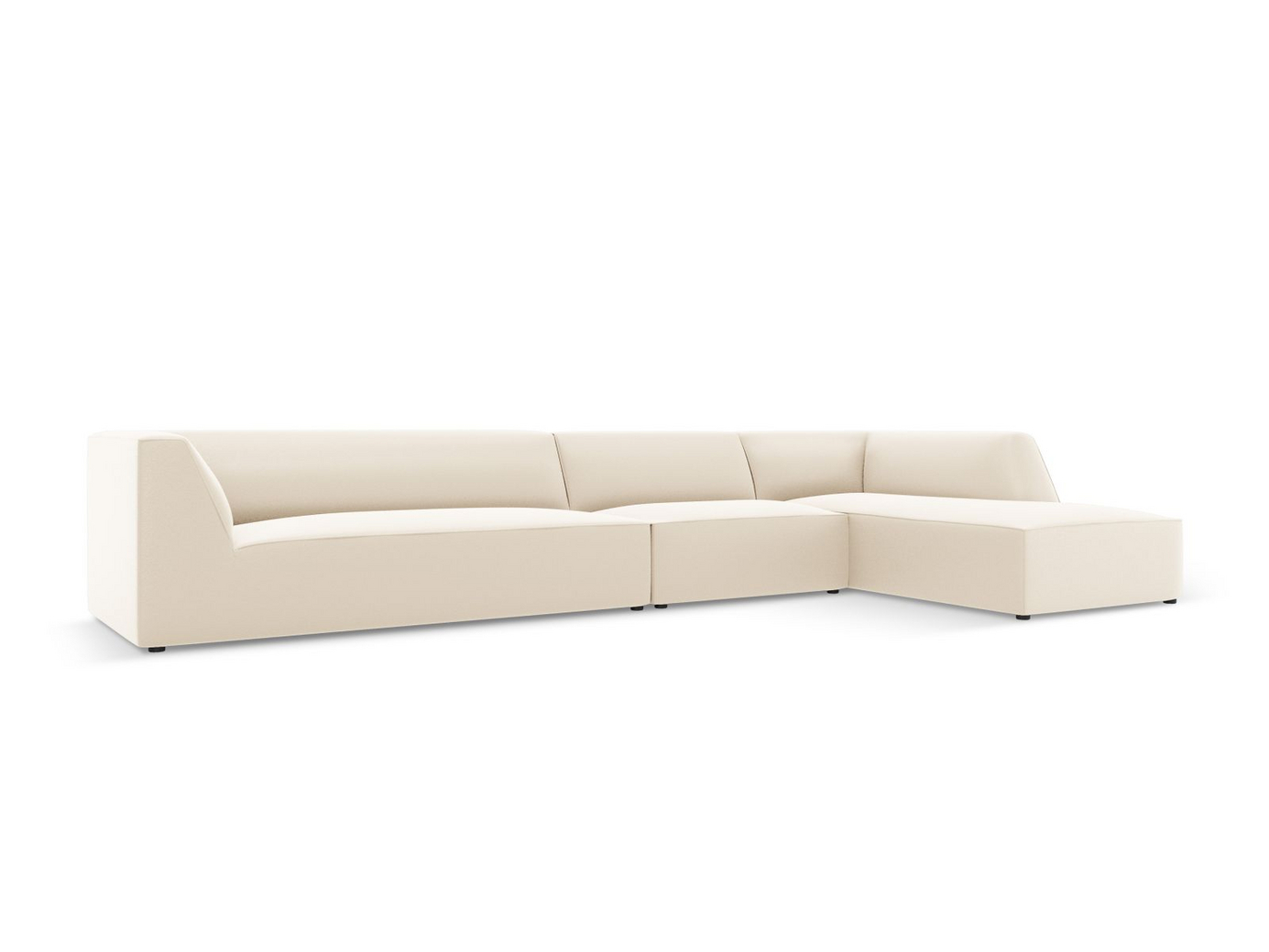 Cosmopolitan Design højrevendt kunstlædermodulhjørnesofa, "Siena", 5-personers, 366 × 180 × 69 cm, Pacifico, sorte plastben