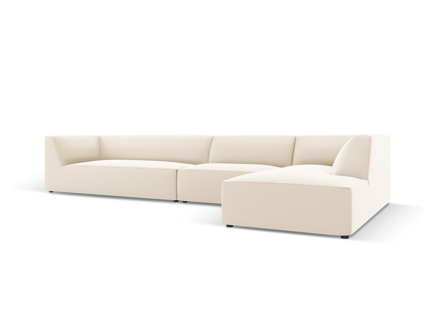 Cosmopolitan Design højrevendt kunstlædermodulhjørnesofa, "Siena", 5-personers, 366 × 180 × 69 cm, Pacifico, sorte plastben
