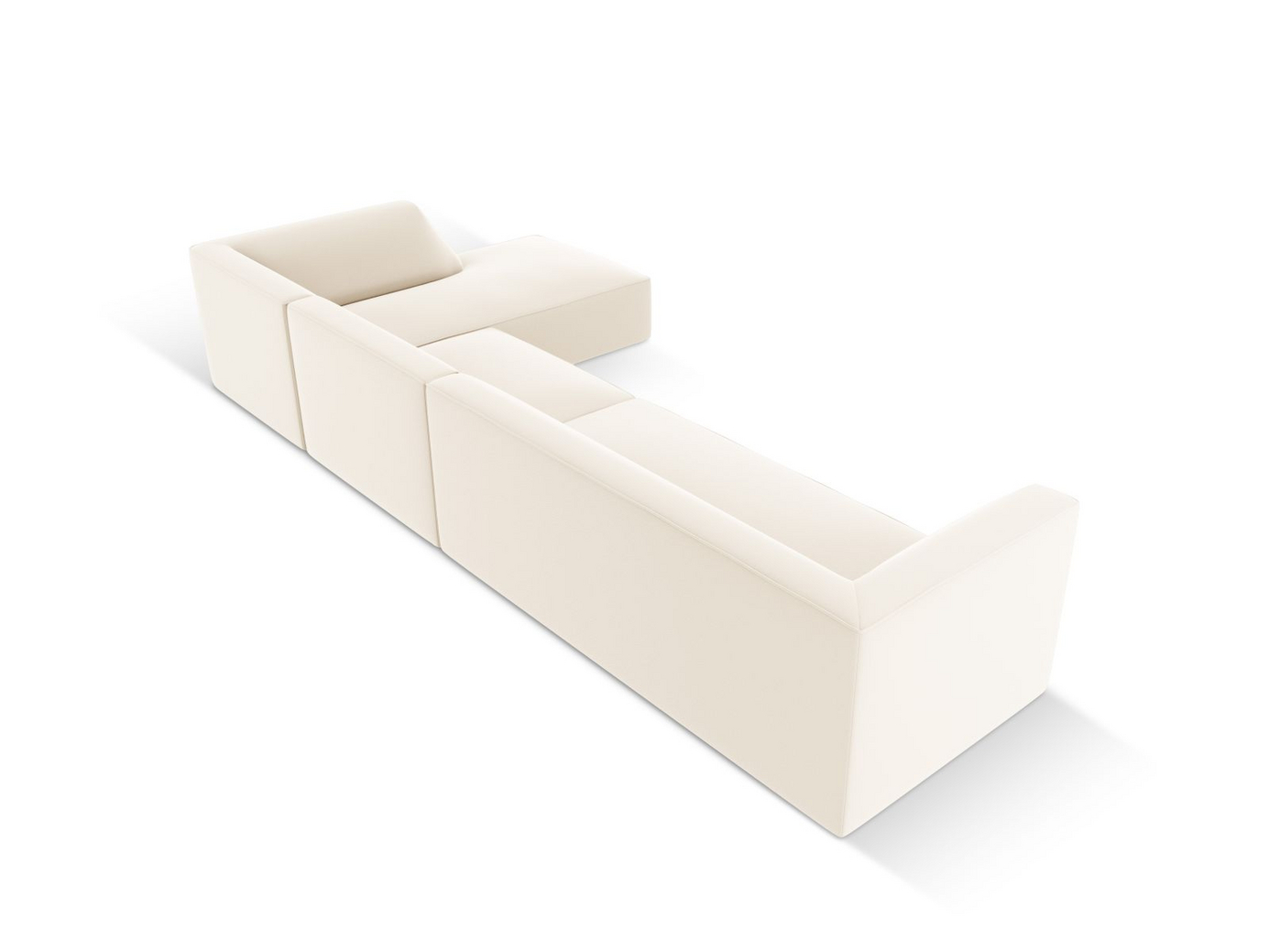 Cosmopolitan Design højrevendt kunstlædermodulhjørnesofa, "Siena", 5-personers, 366 × 180 × 69 cm, Pacifico, sorte plastben