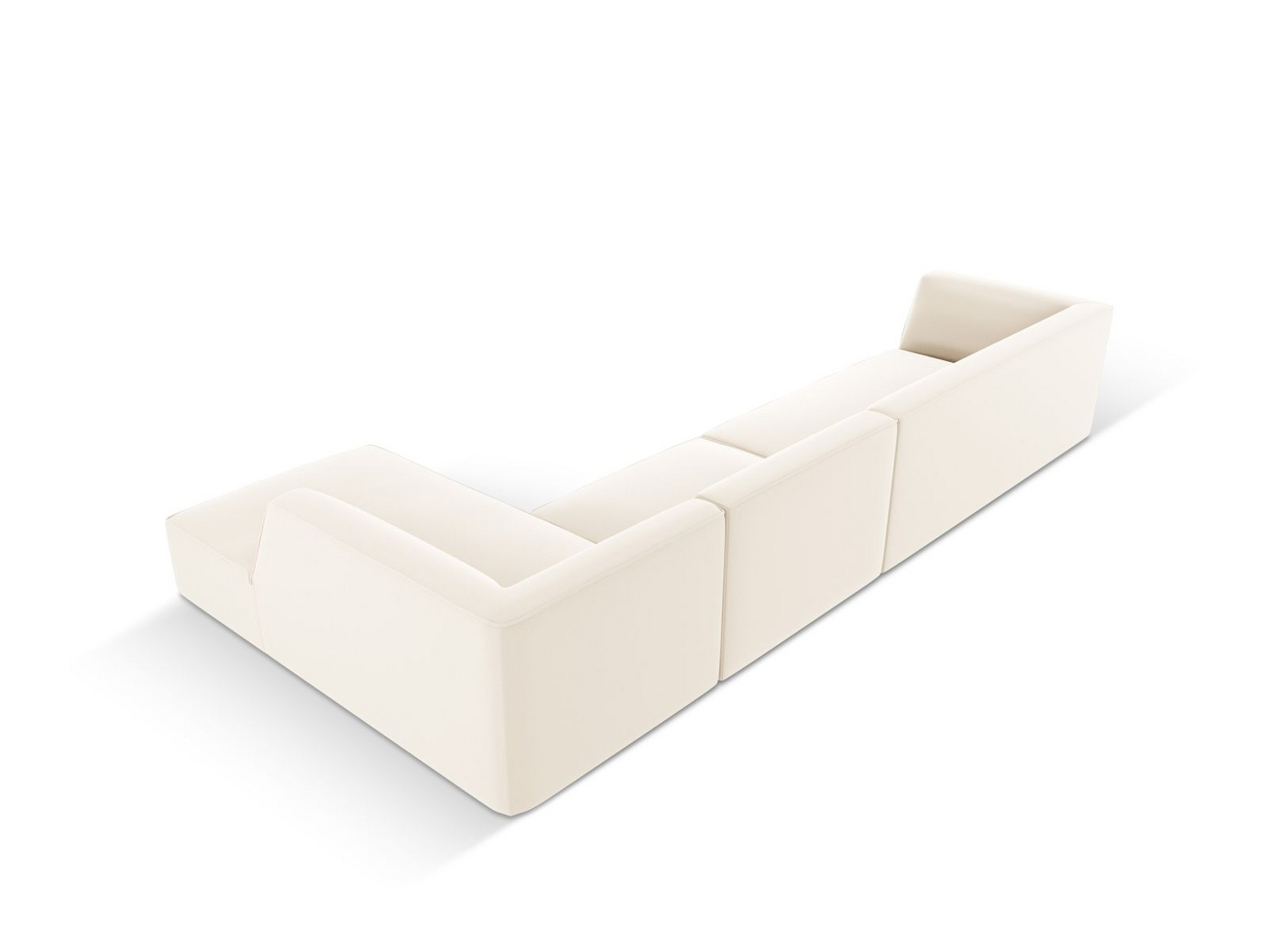 Cosmopolitan Design højrevendt kunstlædermodulhjørnesofa, "Siena", 5-personers, 366 × 180 × 69 cm, Pacifico, sorte plastben
