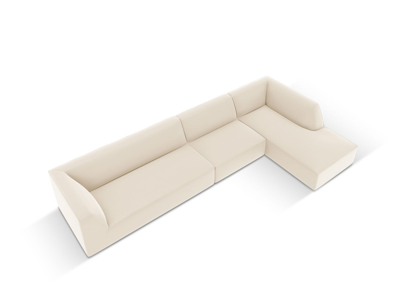 Cosmopolitan Design højrevendt kunstlædermodulhjørnesofa, "Siena", 5-personers, 366 × 180 × 69 cm, Pacifico, sorte plastben