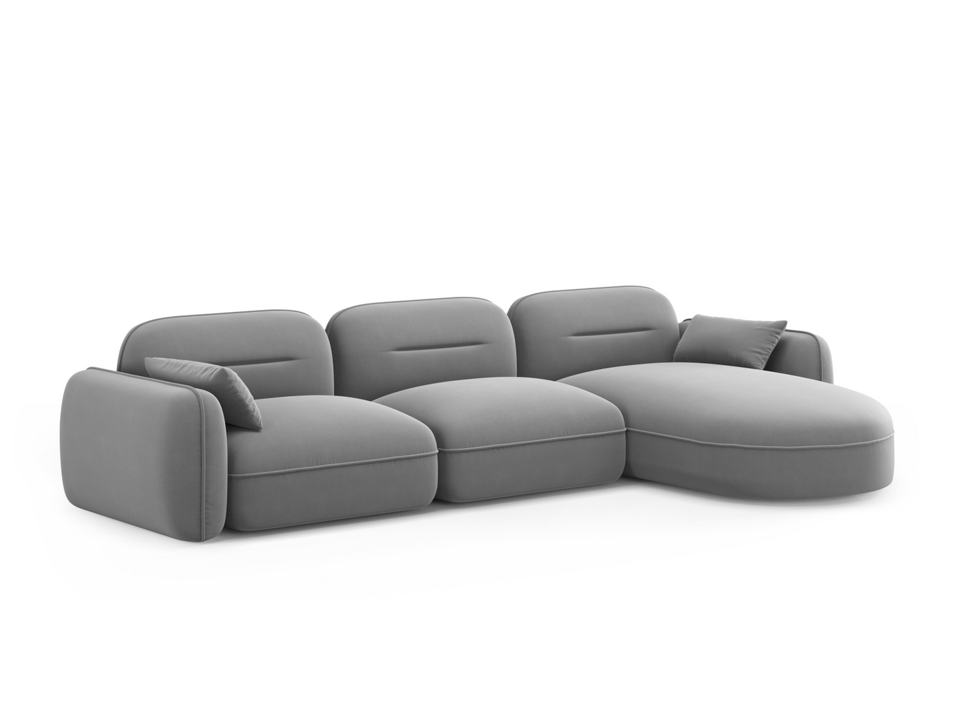 Cosmopolitan Design højrevendt velourmodulhjørnesofa, "Sydney", 4-personers, 320 × 165 × 70 cm, Casino, sorte plastben