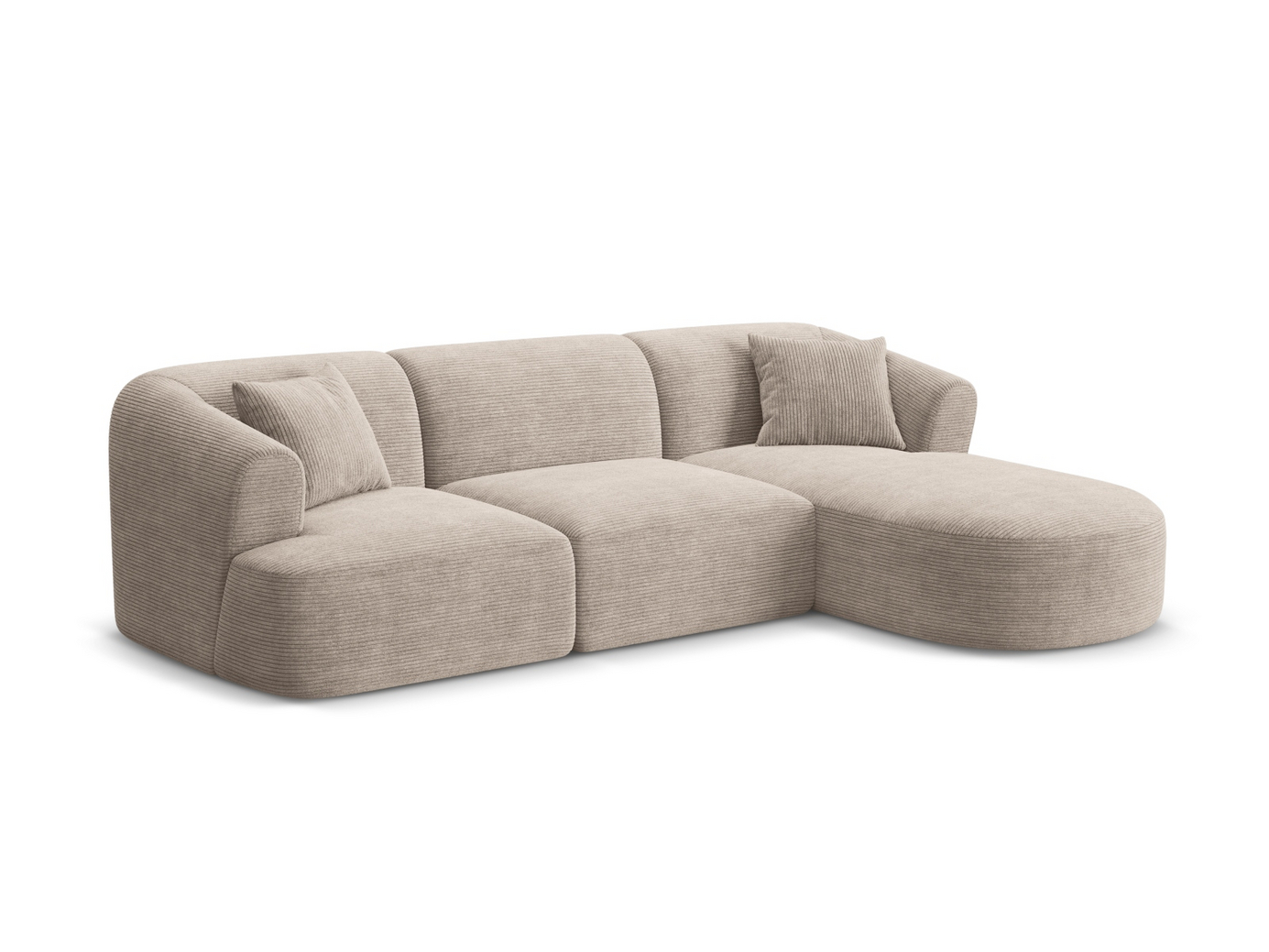 Cosmopolitan Design højrevendt modulhjørnesofa, "Campi", 4-personers, 256 × 156 × 70 cm, Lincoln, sorte plastben