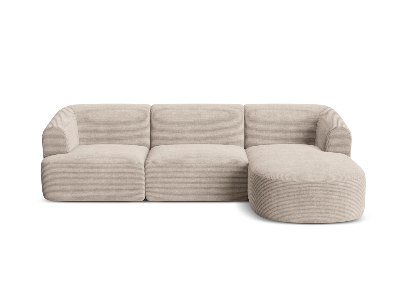Cosmopolitan Design højrevendt modulhjørnesofa, "Campi", 4-personers, 256 × 156 × 70 cm, Lincoln, sorte plastben