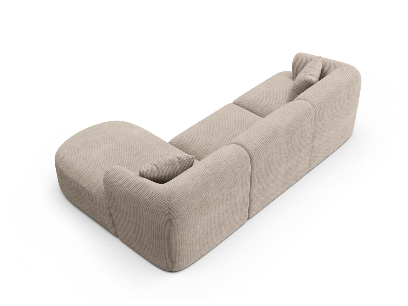 Cosmopolitan Design højrevendt modulhjørnesofa, "Campi", 4-personers, 256 × 156 × 70 cm, Lincoln, sorte plastben