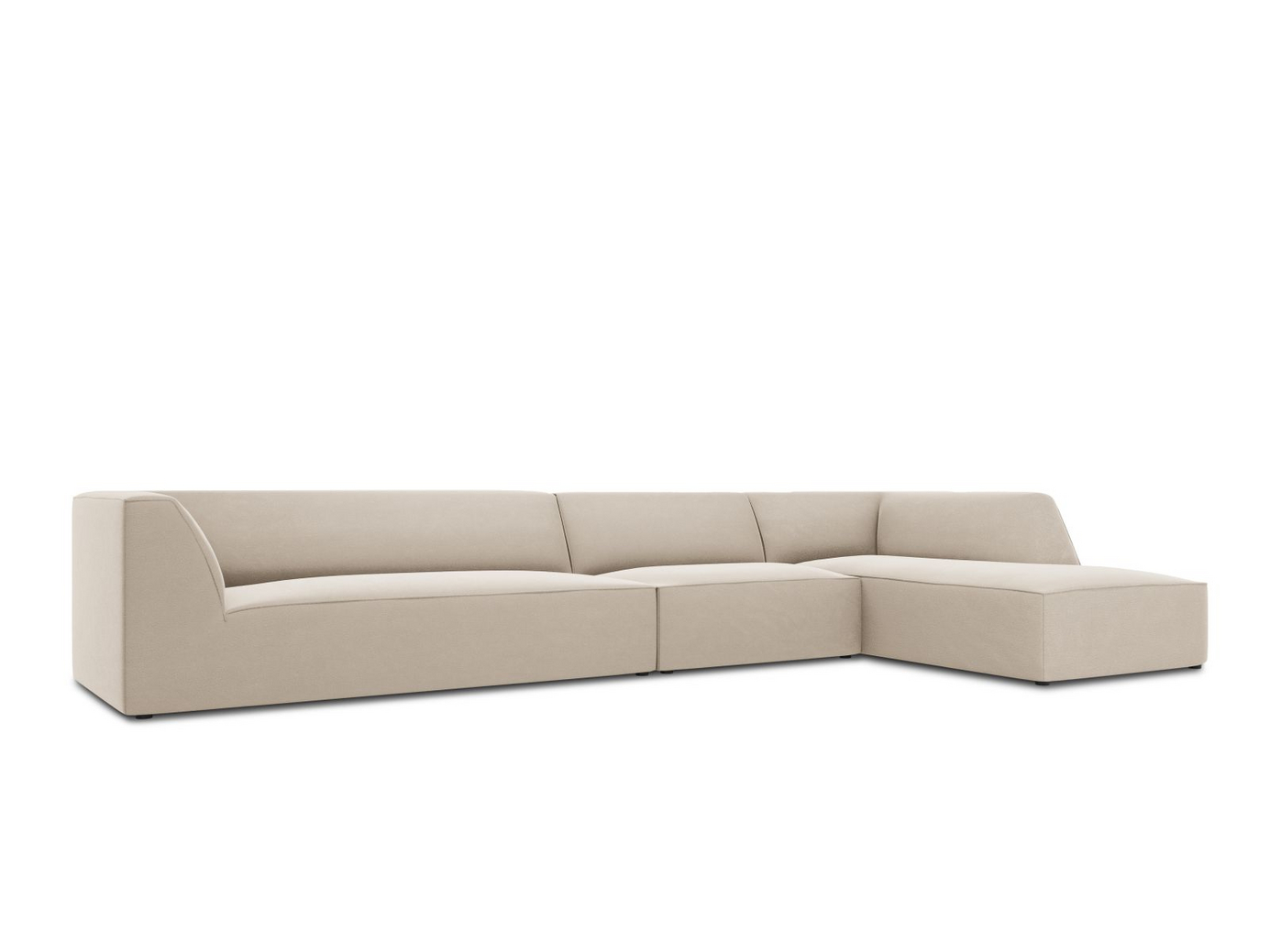 Cosmopolitan Design højrevendt velourmodulhjørnesofa, "Siena", 5-personers, 366 × 180 × 69 cm, Salvador, sorte plastben, Variant RC_L_44
