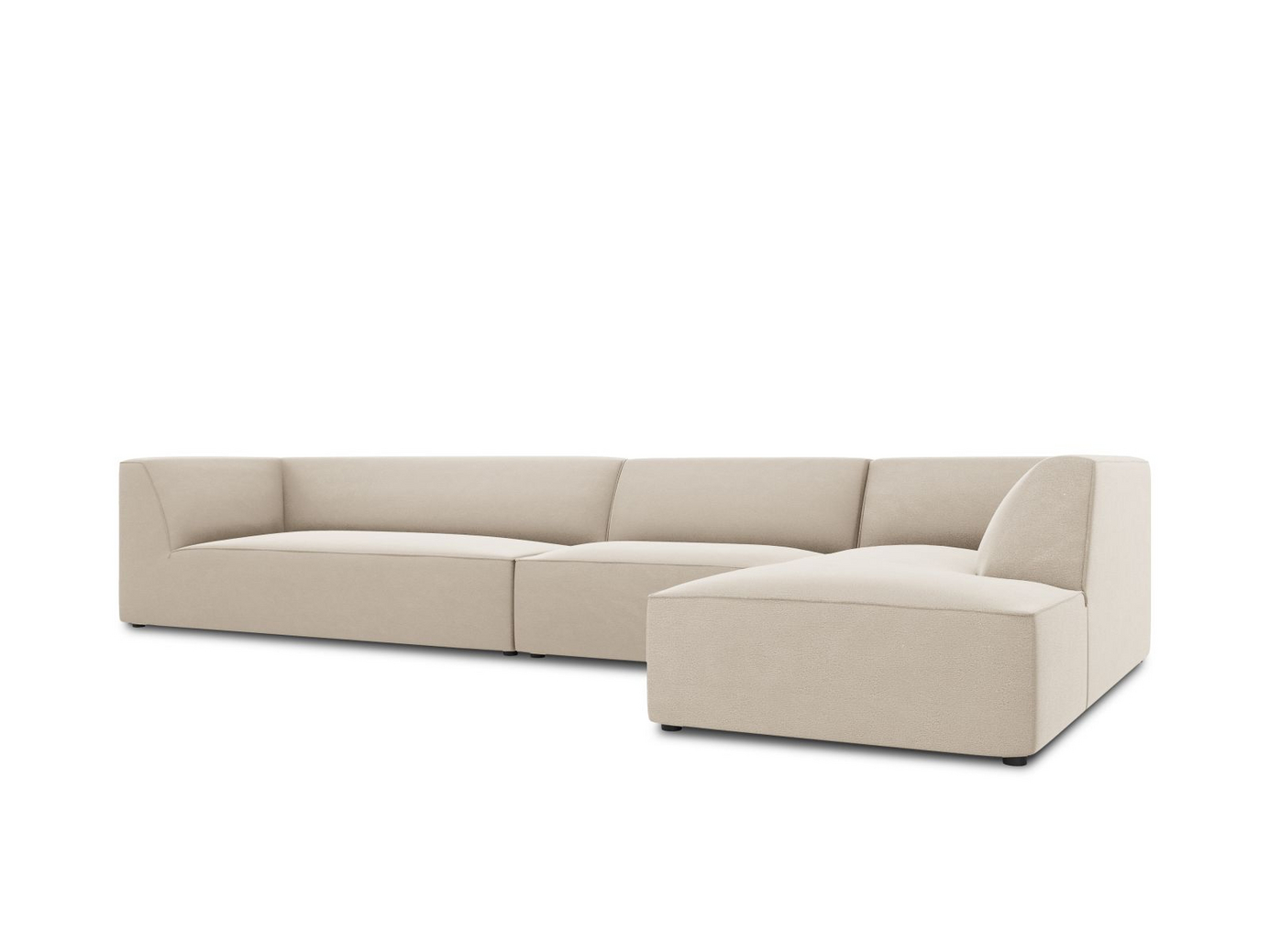 Cosmopolitan Design højrevendt velourmodulhjørnesofa, "Siena", 5-personers, 366 × 180 × 69 cm, Salvador, sorte plastben, Variant RC_L_44