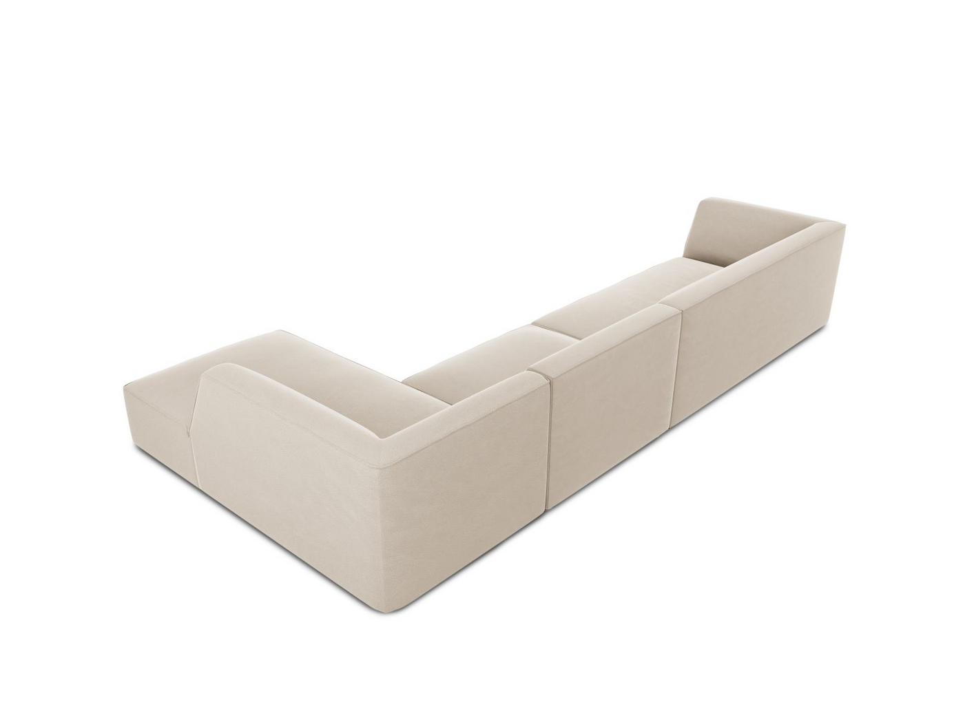 Cosmopolitan Design højrevendt velourmodulhjørnesofa, "Siena", 5-personers, 366 × 180 × 69 cm, Salvador, sorte plastben, Variant RC_L_44