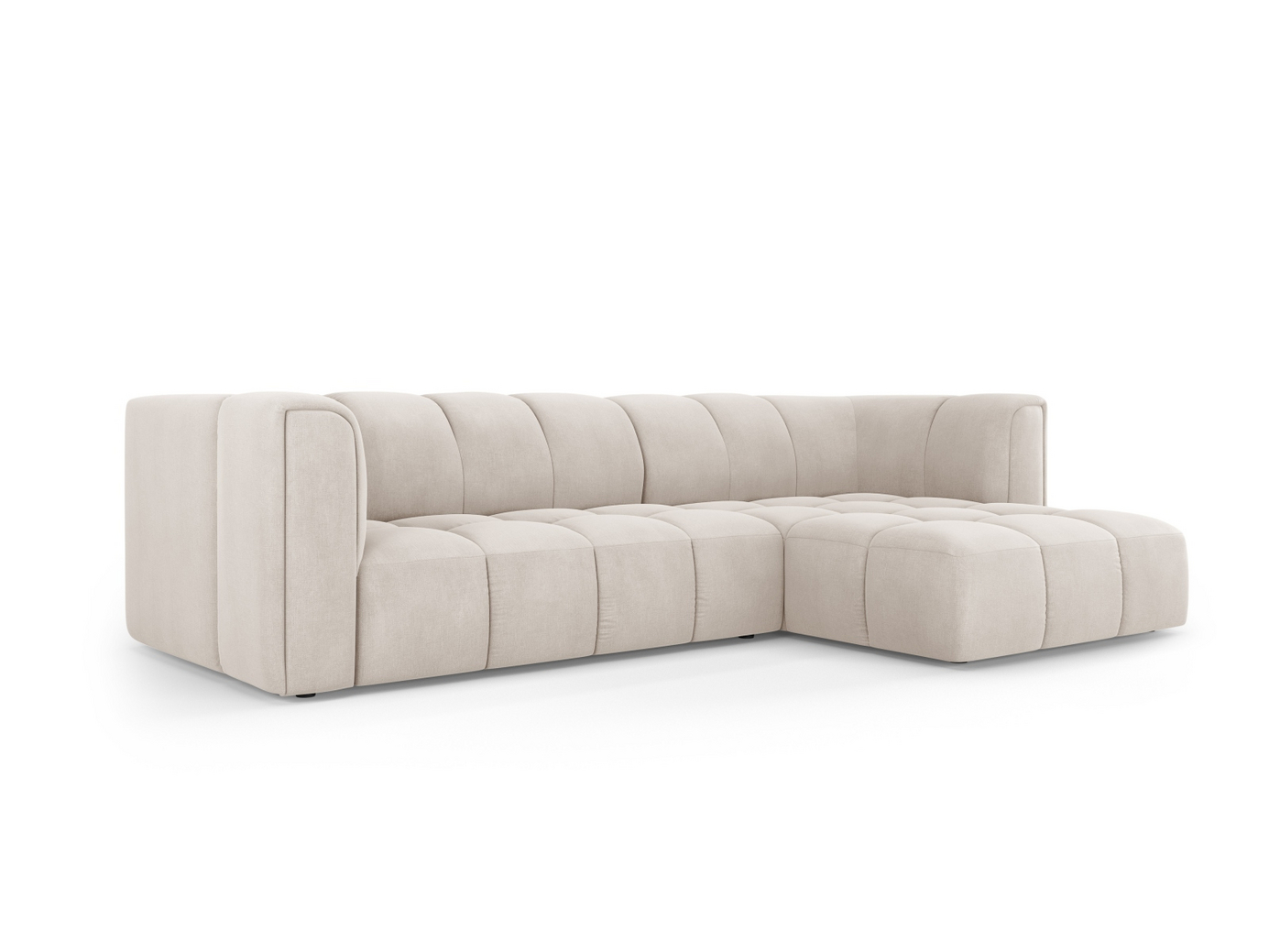 Cosmopolitan Design højrevendt modulhjørnesofa, "Moritz", 3-personers, 256 × 160 × 70 cm, Rebel, sorte plastben