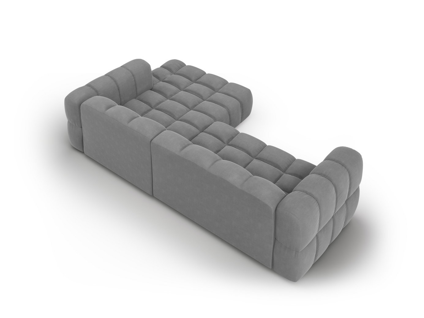 Cosmopolitan Design højrevendt velourmodulhjørnesofa, "Sky", 4-personers, 272 × 162 × 70 cm, Casino, sorte plastben