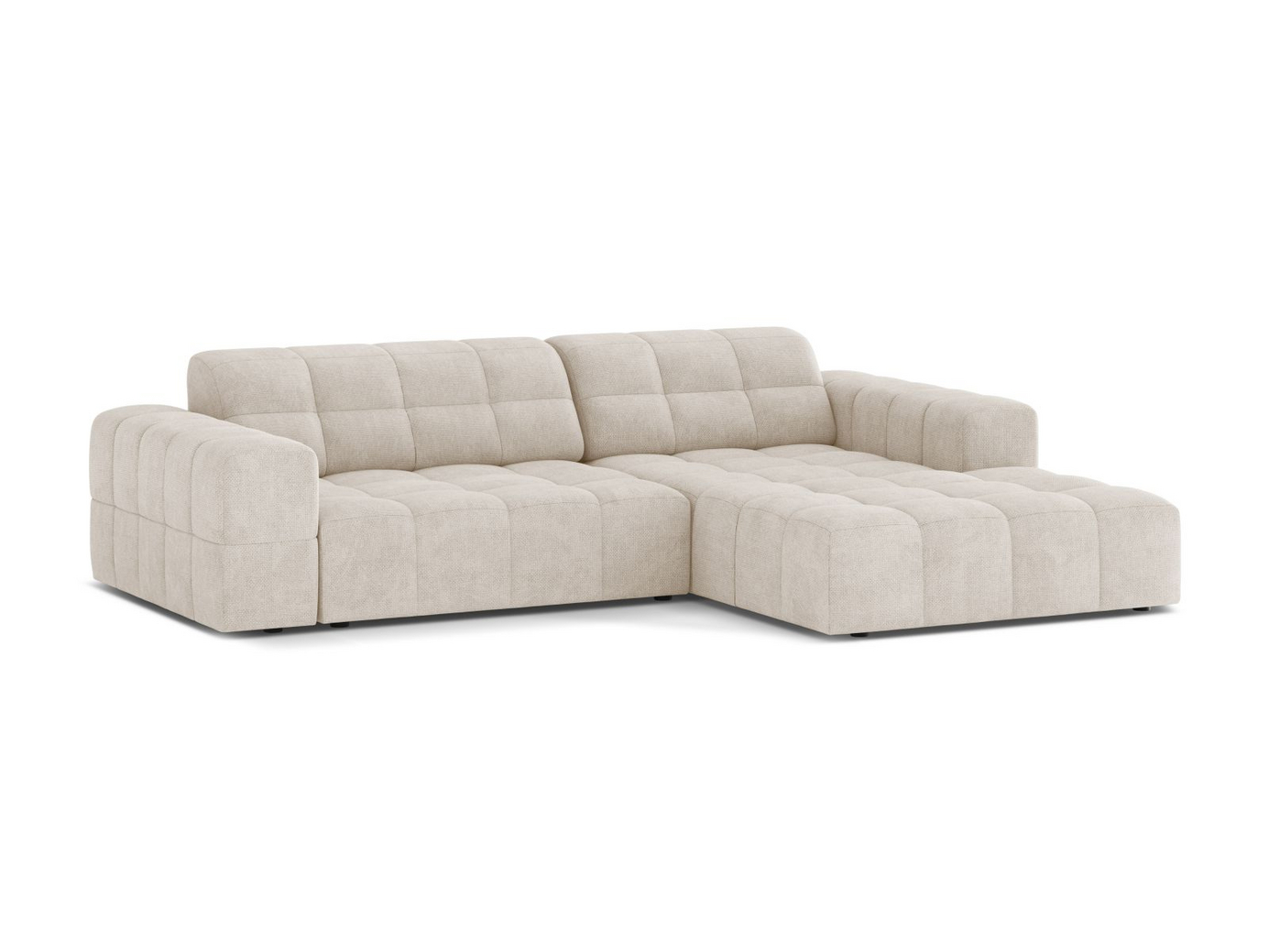 Cosmopolitan Design højrevendt hjørnesofa, "Chicago", 3-personers, 234 × 167 × 78 cm, Eden 10, sorte plastben