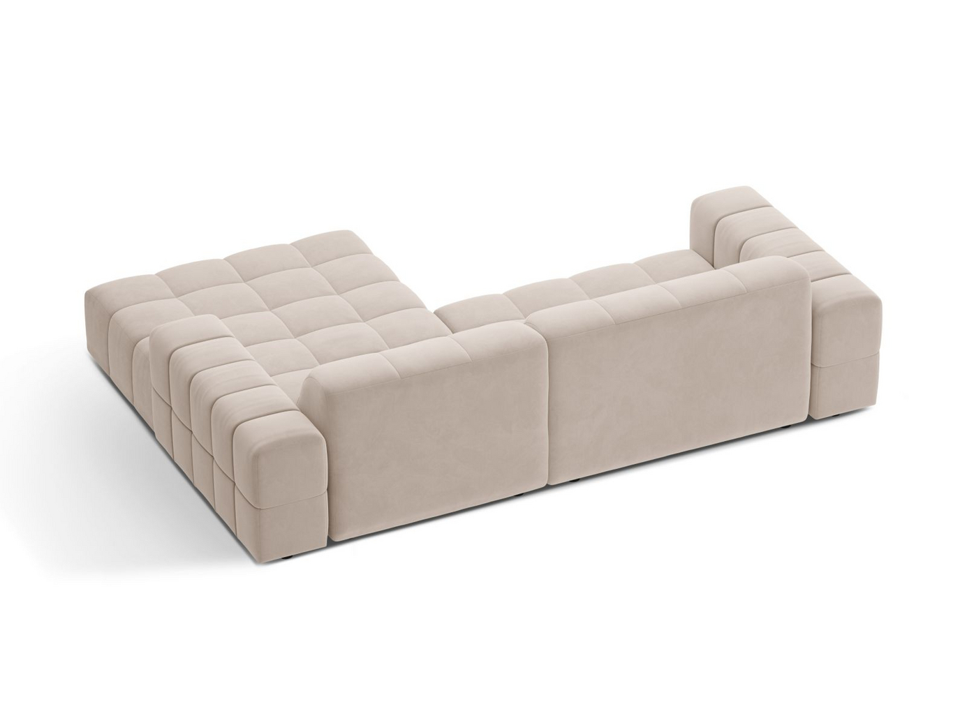 Cosmopolitan Design højrevendt velourhjørnesofa, "Chicago", 3-personers, 234 × 167 × 78 cm, Venus, sorte plastben