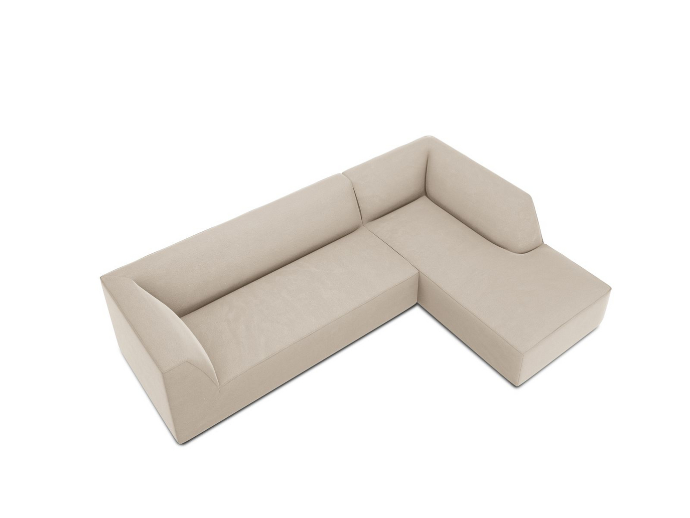 Cosmopolitan Design højrevendt velourmodulhjørnesofa, "Siena", 4-personers, 273 × 180 × 69 cm, Salvador, sorte plastben, Variant RC_M_44