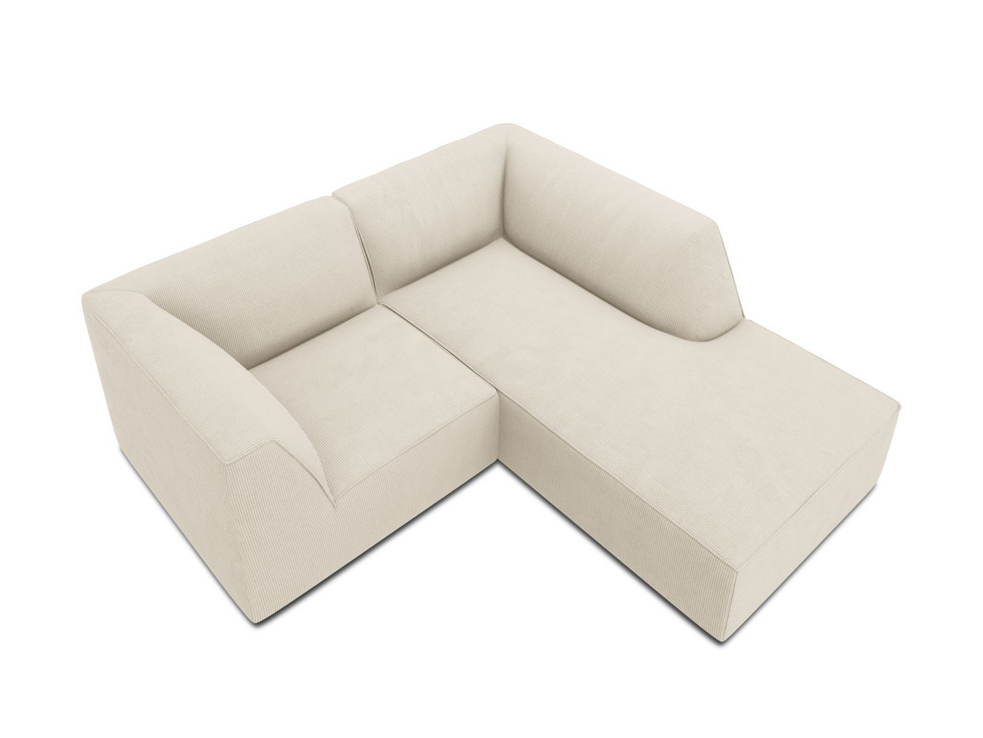 Cosmopolitan Design højrevendt modulhjørnesofa, "Siena", 3-personers, 186 × 180 × 69 cm, Scala, sorte plastben