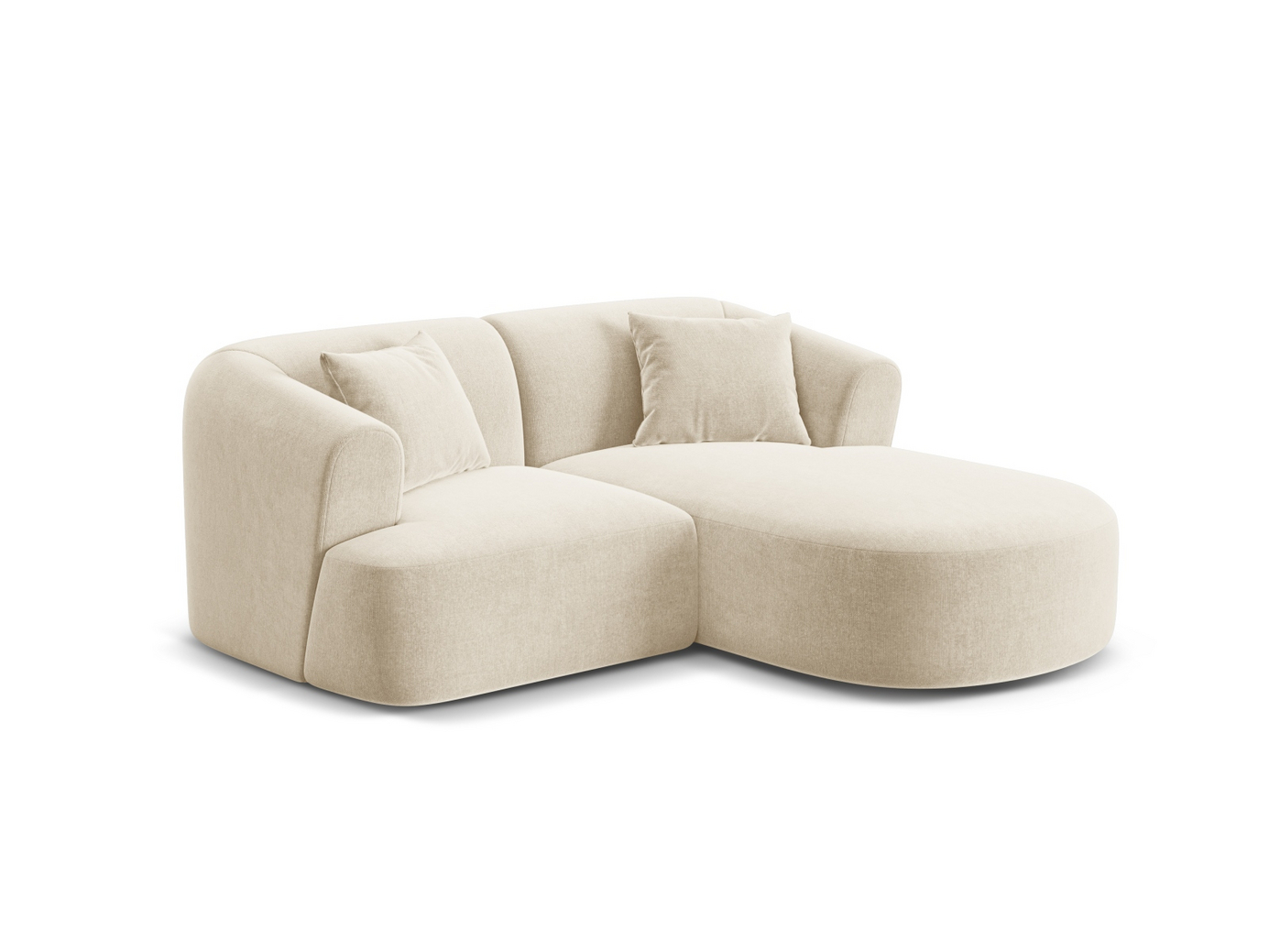 Cosmopolitan Design højrevendt velourmodulhjørnesofa, "Campi", 3-personers, 180 × 156 × 70 cm, Vogue, sorte plastben