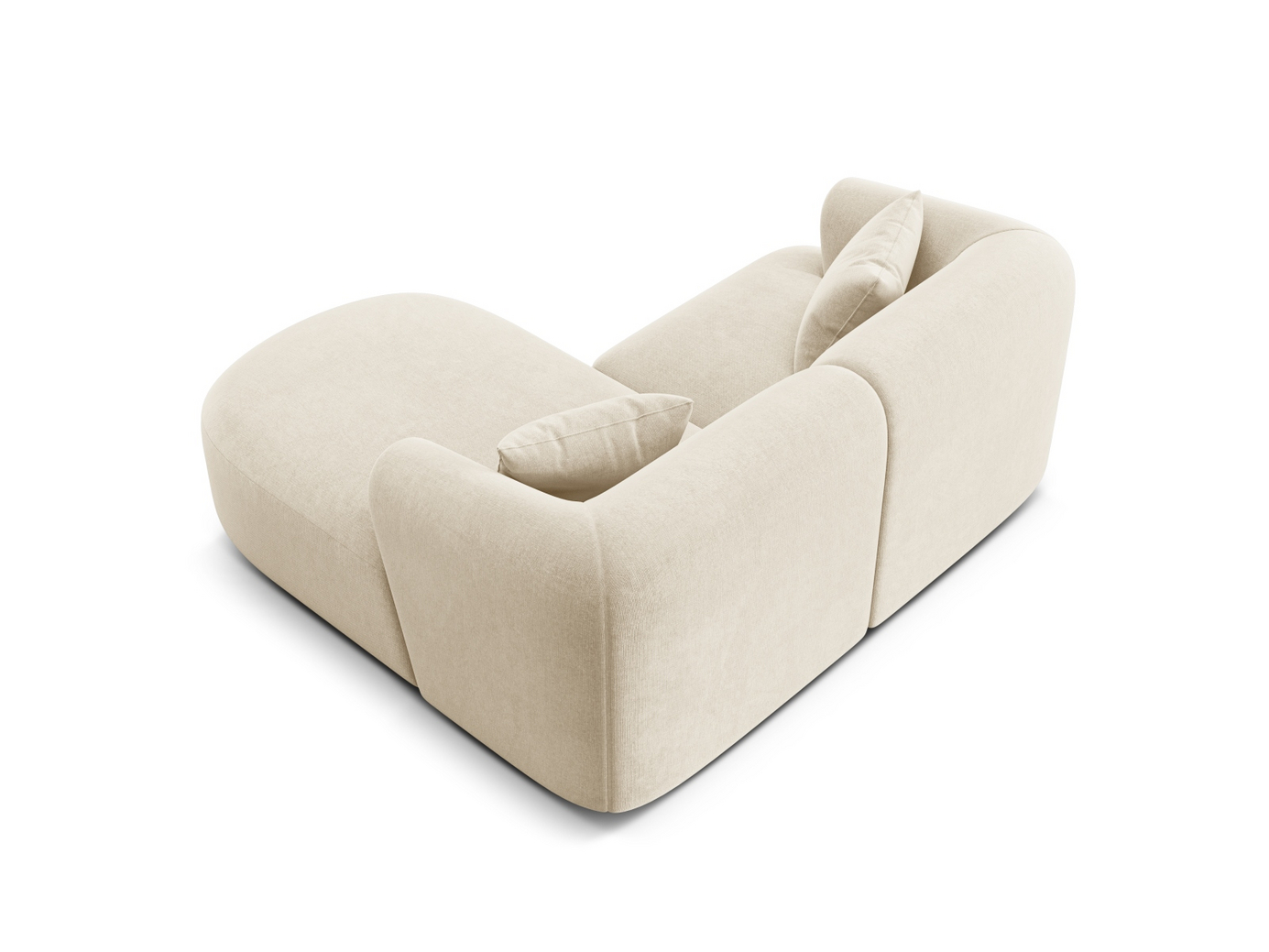 Cosmopolitan Design højrevendt velourmodulhjørnesofa, "Campi", 3-personers, 180 × 156 × 70 cm, Vogue, sorte plastben
