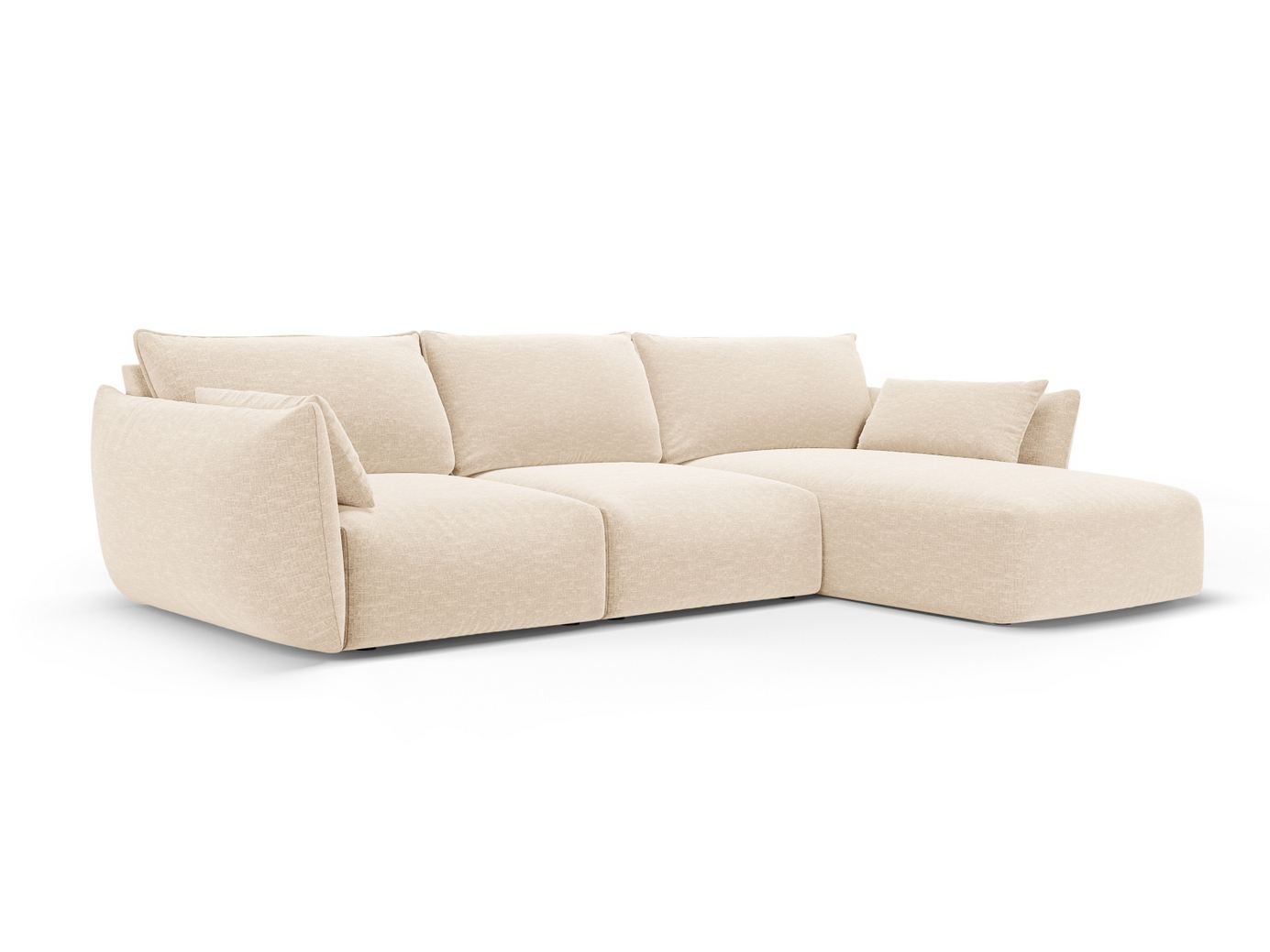 Cosmopolitan Design højrevendt hjørnesofa, "Matera", 5-personers, 280 × 171 × 85 cm, Haga, sorte plastben