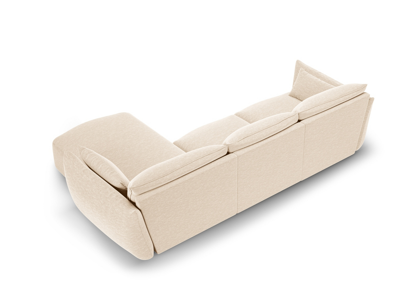 Cosmopolitan Design højrevendt hjørnesofa, "Matera", 5-personers, 280 × 171 × 85 cm, Haga, sorte plastben