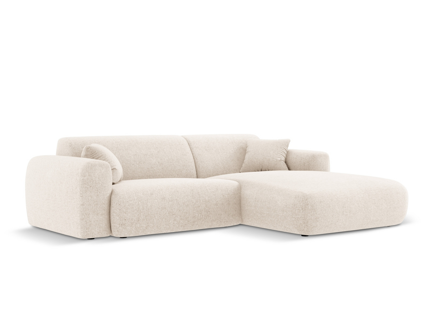 Cosmopolitan Design højrevendt hjørnesofa, "Nolio", 4-personers, 235 × 170 × 72 cm, Haga, sorte plastben