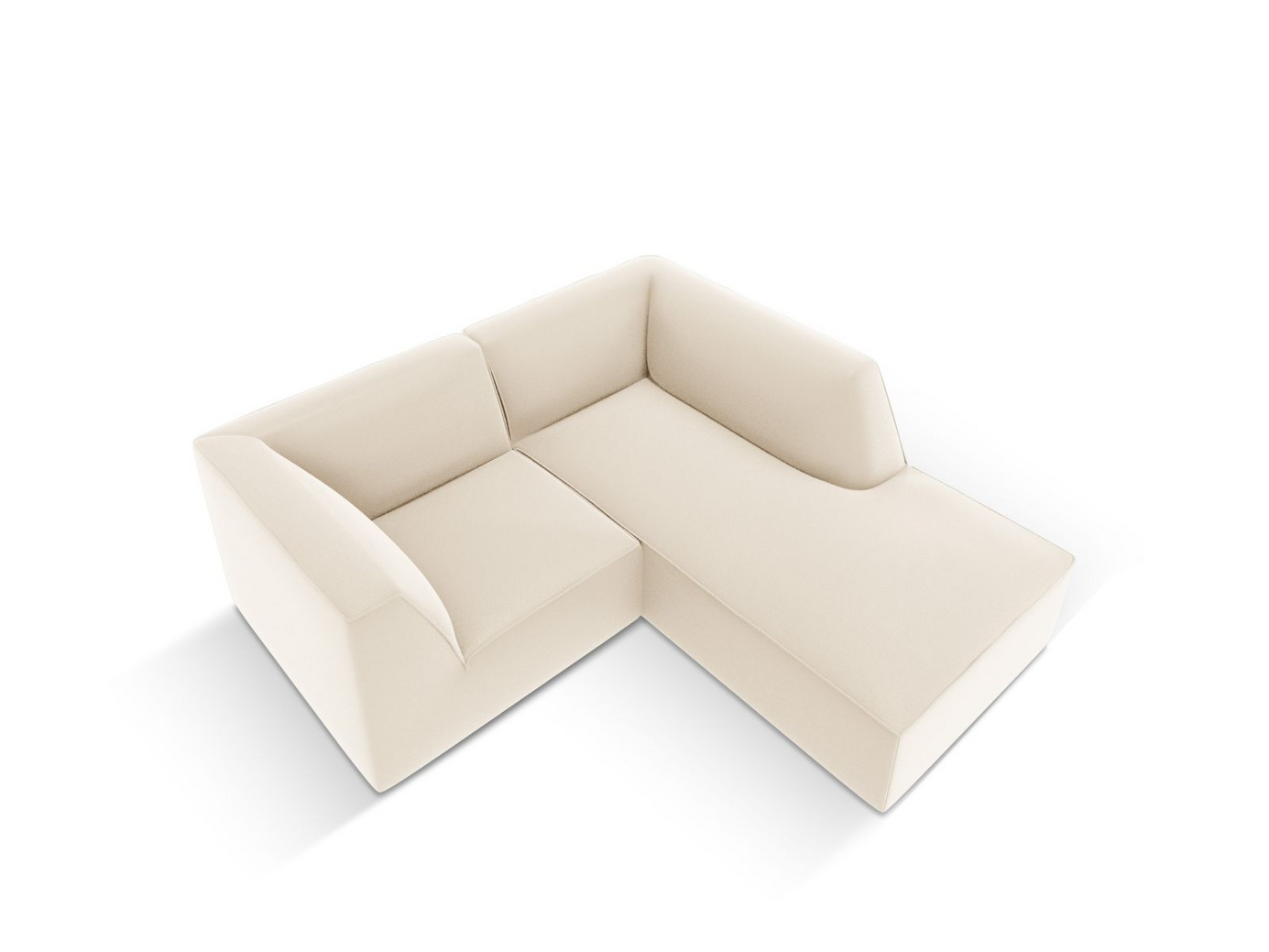 Cosmopolitan Design højrevendt kunstlædermodulhjørnesofa, "Siena", 3-personers, 186 × 180 × 69 cm, Pacifico, sorte plastben