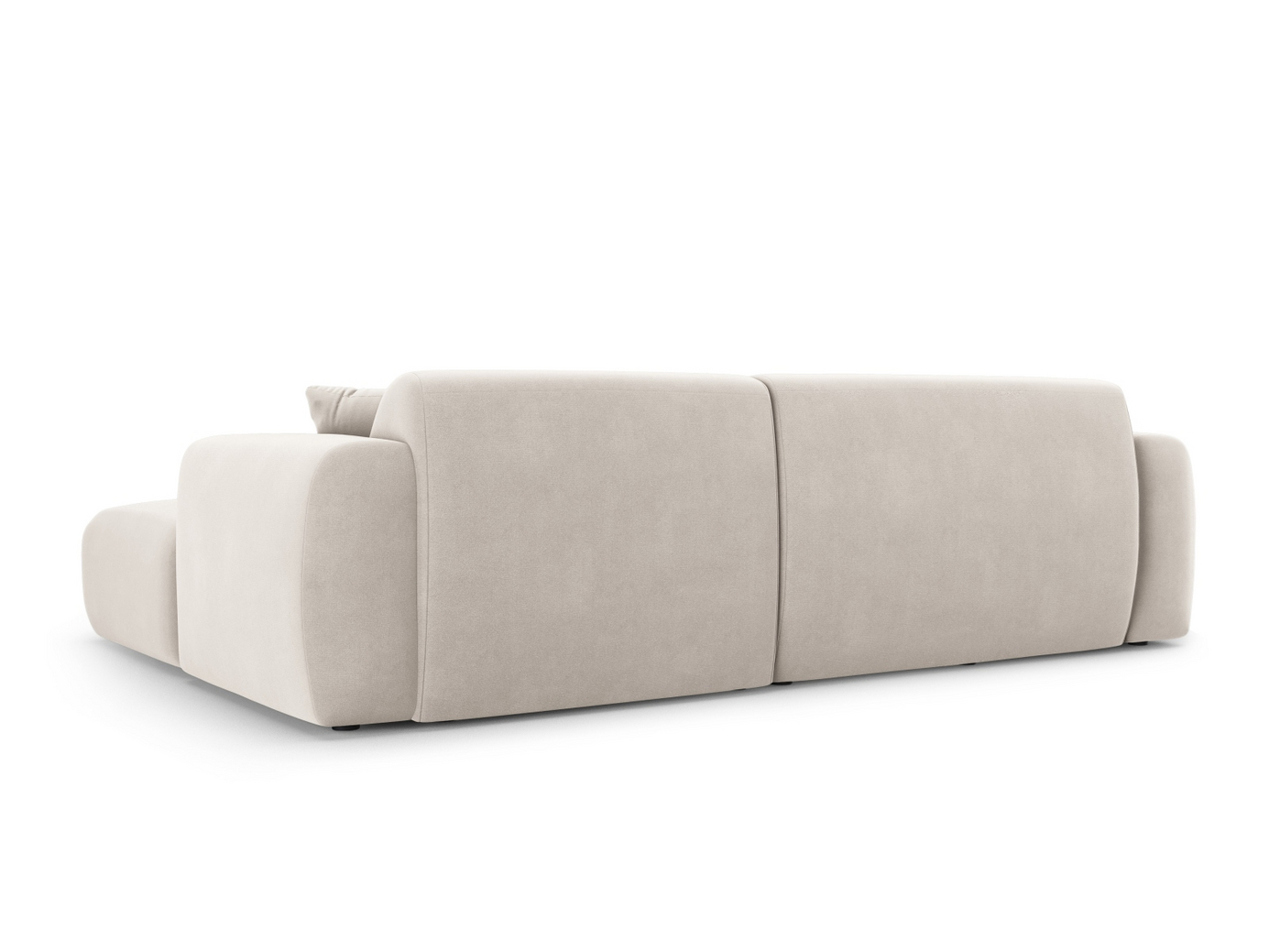 Cosmopolitan Design højrevendt velourhjørnesofa, "Nolio", 4-personers, 235 × 170 × 72 cm, Casino, sorte plastben