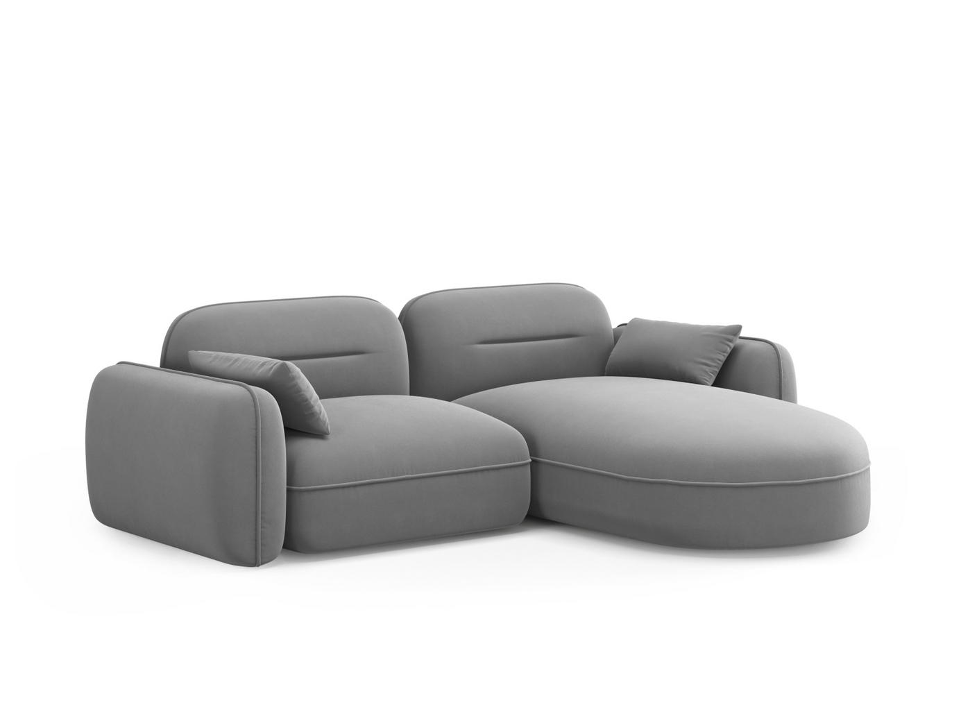 Cosmopolitan Design højrevendt velourmodulhjørnesofa, "Sydney", 3-personers, 230 × 165 × 70 cm, Casino, sorte plastben