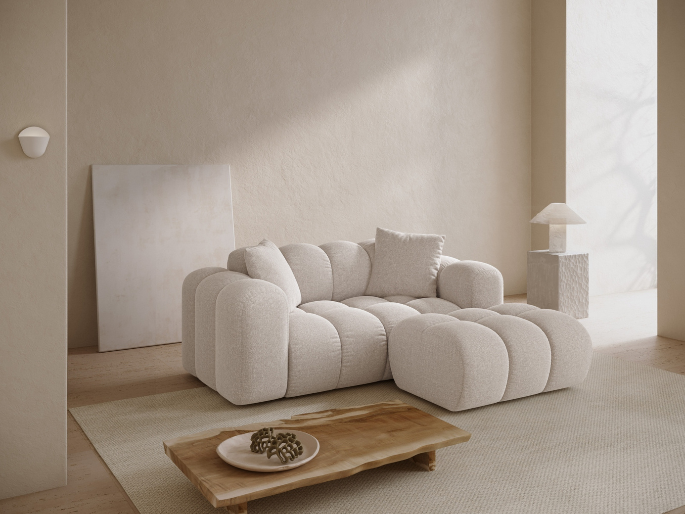 Cosmopolitan Design højrevendt hjørnesofa, "Treno", 2-personers, 180 × 164 × 70 cm, Eden 10, sorte plastben
