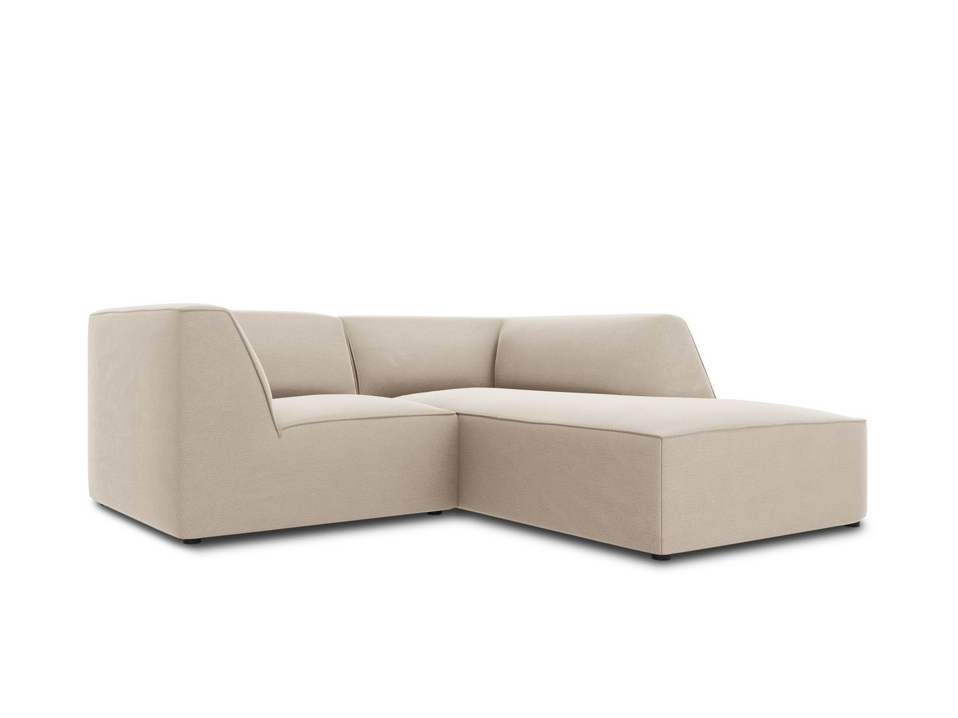 Cosmopolitan Design højrevendt velourmodulhjørnesofa, "Siena", 3-personers, 186 × 180 × 69 cm, Salvador, sorte plastben, Variant RC_S_44