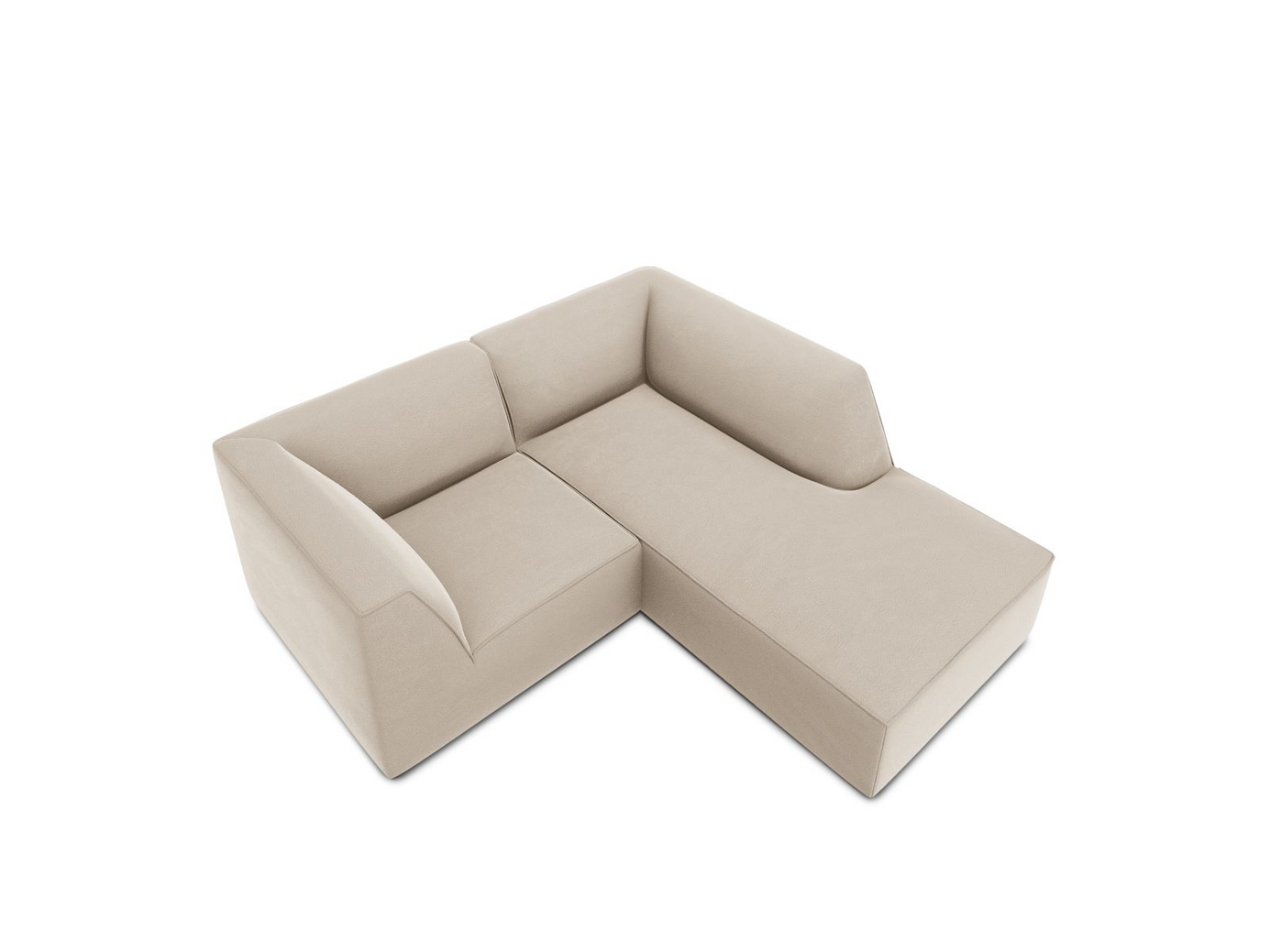Cosmopolitan Design højrevendt velourmodulhjørnesofa, "Siena", 3-personers, 186 × 180 × 69 cm, Salvador, sorte plastben, Variant RC_S_44