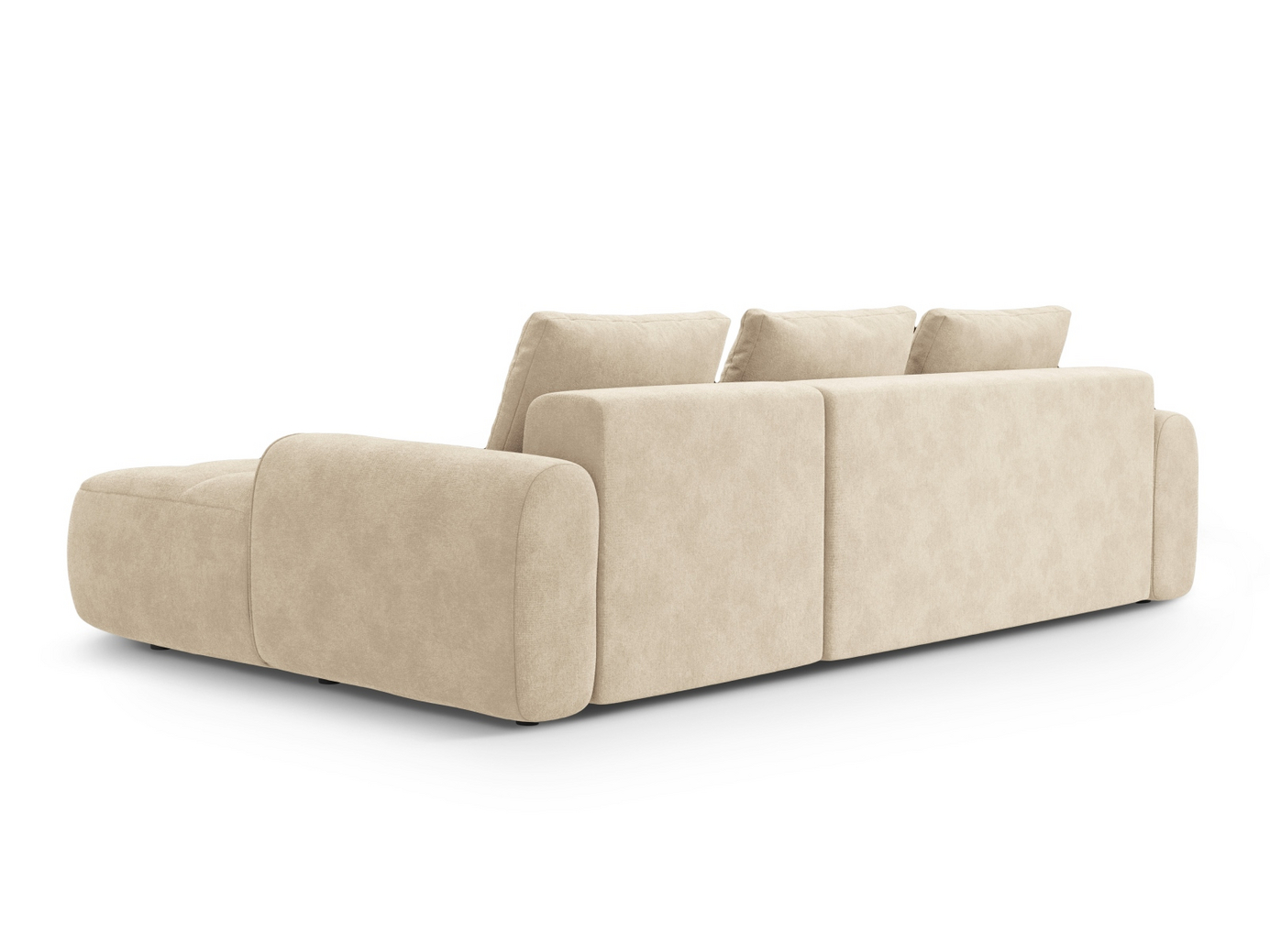 Cosmopolitan Design højrevendt velourhjørnesovesofa med opbevaring, "Linz", 3-personers, 275 × 142 × 84 cm, Vogue, sorte plastben, Variant RCF_120