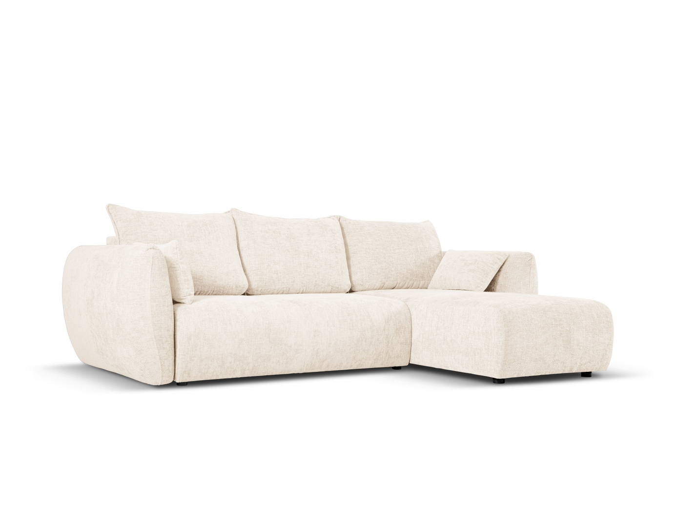 Cosmopolitan Design højrevendt hjørnesovesofa med opbevaring, "Matera", 4-personers, 253 × 173 × 86 cm, Haga, sorte plastben