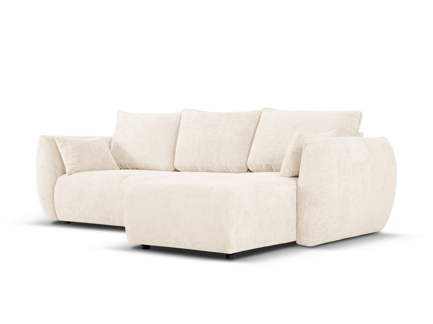Cosmopolitan Design højrevendt hjørnesovesofa med opbevaring, "Matera", 4-personers, 253 × 173 × 86 cm, Haga, sorte plastben