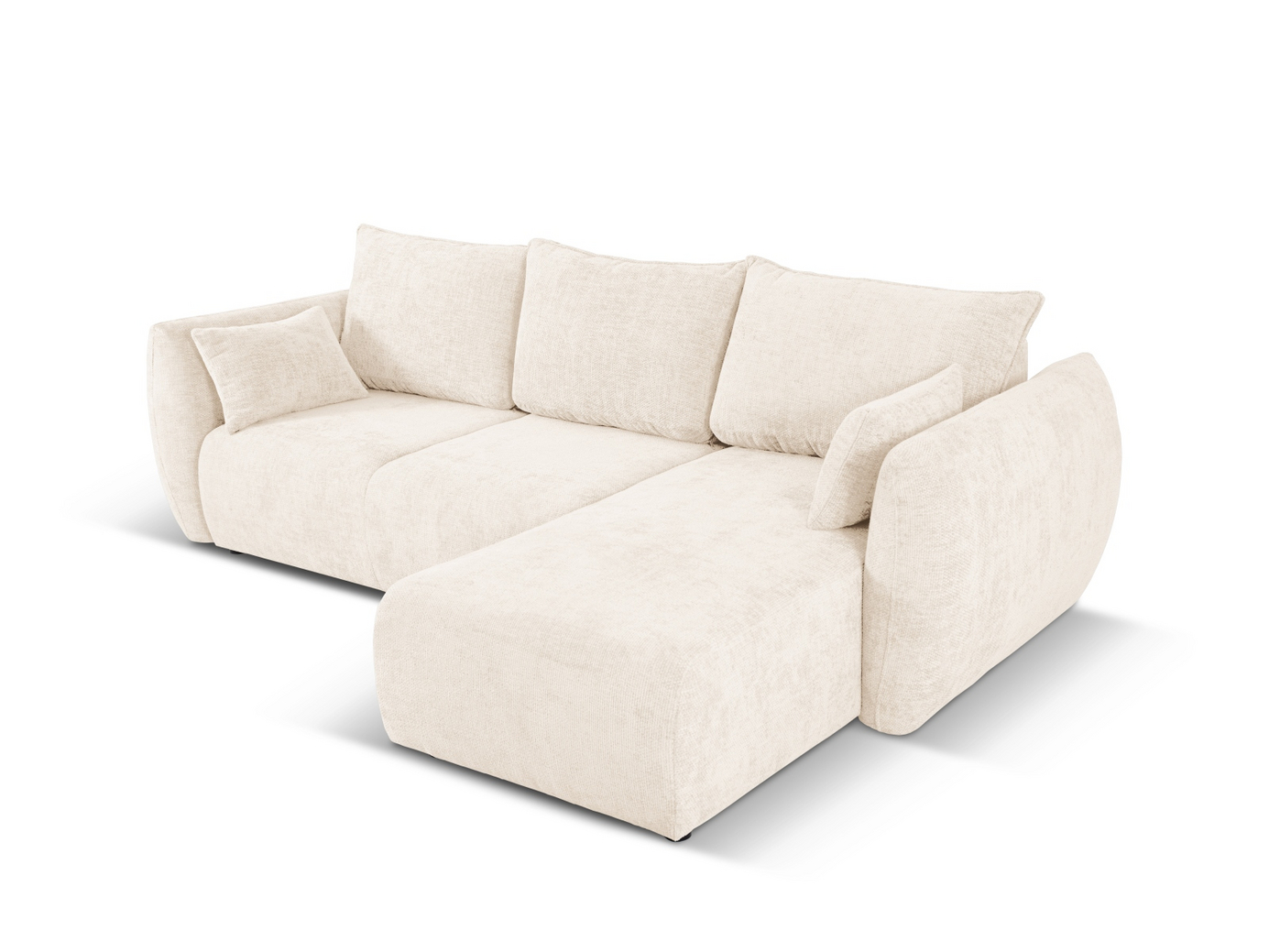 Cosmopolitan Design højrevendt hjørnesovesofa med opbevaring, "Matera", 4-personers, 253 × 173 × 86 cm, Haga, sorte plastben