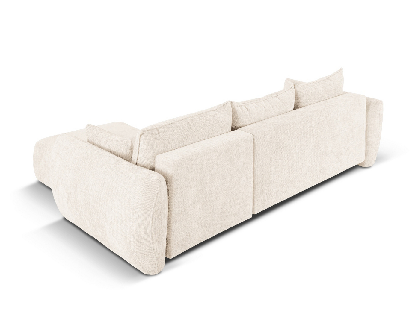 Cosmopolitan Design højrevendt hjørnesovesofa med opbevaring, "Matera", 4-personers, 253 × 173 × 86 cm, Haga, sorte plastben