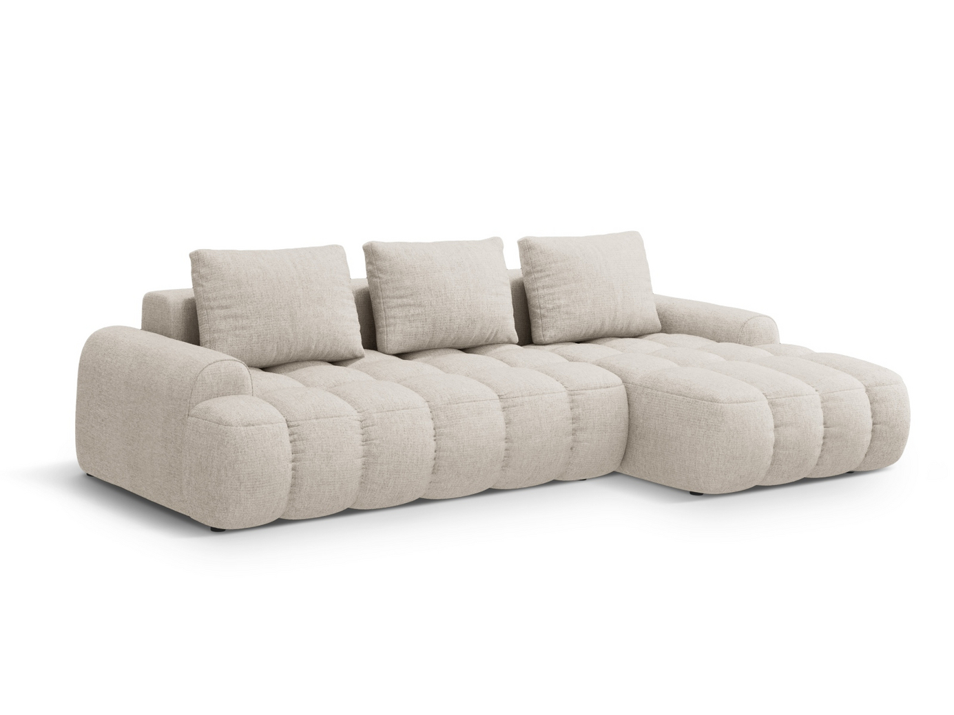 Cosmopolitan Design højrevendt hjørnesovesofa med opbevaring, "Linz", 3-personers, 275 × 142 × 84 cm, Sorella, sorte plastben, Variant RCF_193