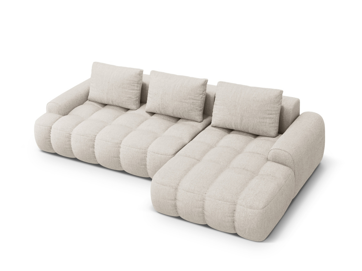 Cosmopolitan Design højrevendt hjørnesovesofa med opbevaring, "Linz", 3-personers, 275 × 142 × 84 cm, Sorella, sorte plastben, Variant RCF_193