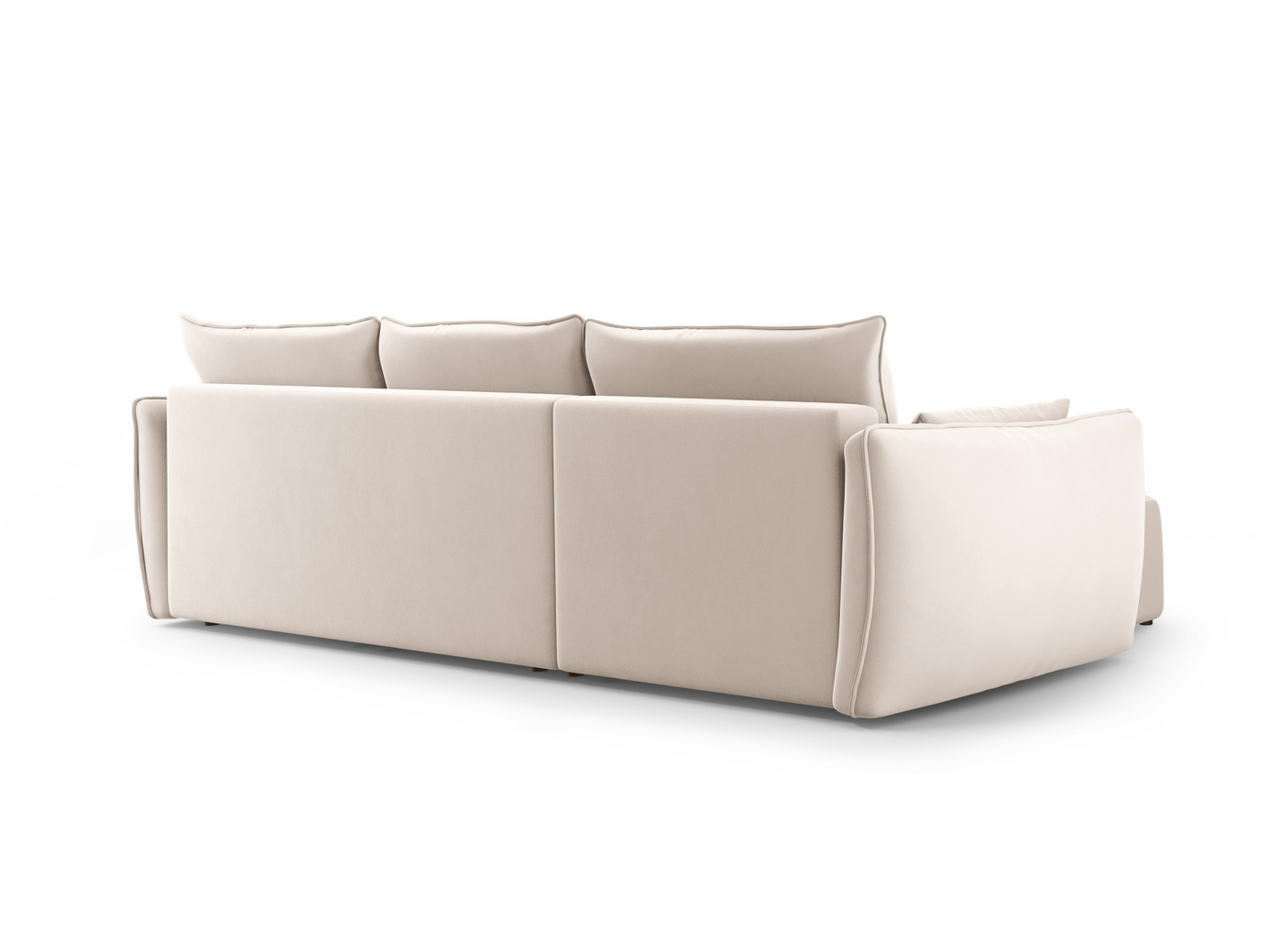 Cosmopolitan Design højrevendt velourhjørnesovesofa med opbevaring, "Matera", 4-personers, 253 × 173 × 86 cm, Salvador, sorte plastben