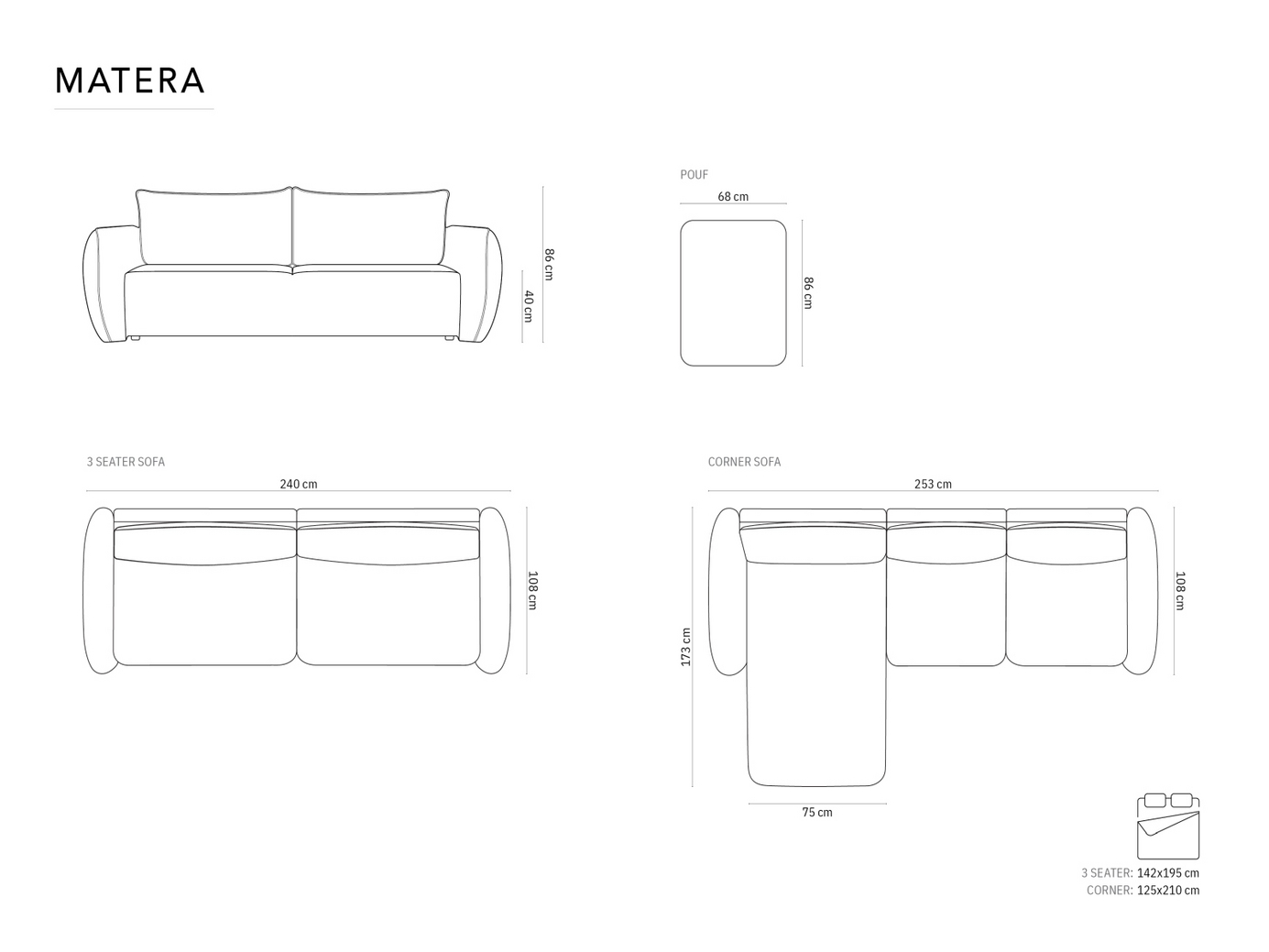 Cosmopolitan Design højrevendt velourhjørnesovesofa med opbevaring, "Matera", 4-personers, 253 × 173 × 86 cm, Salvador, sorte plastben