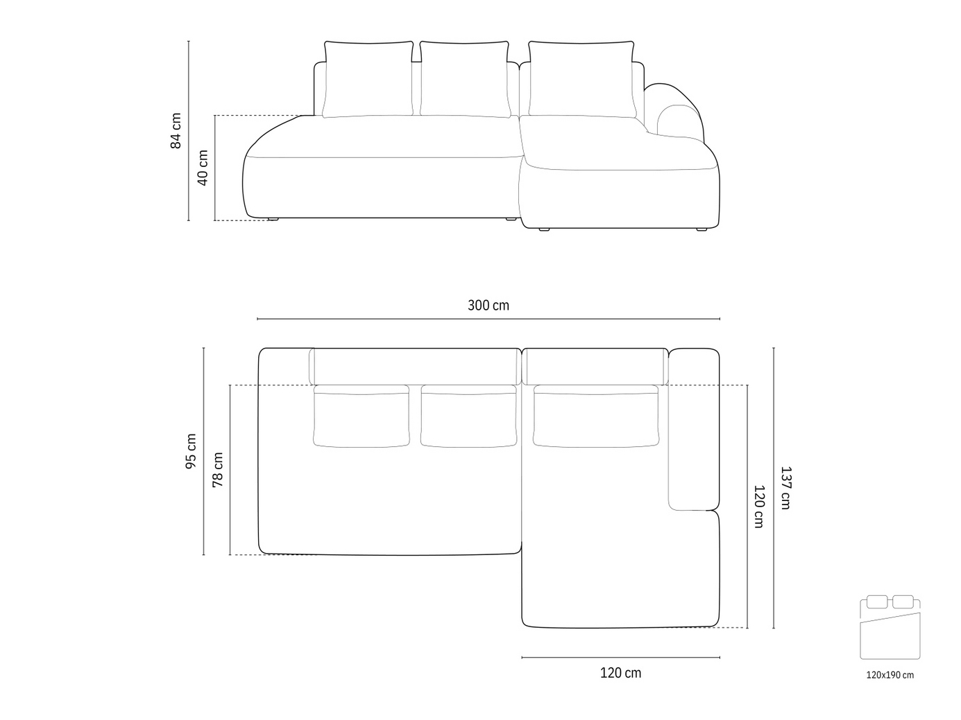 Cosmopolitan Design højrevendt velourhjørnesovesofa med opbevaring, "Calma", 5-personers, 275 × 142 × 84 cm, Vogue, sorte plastben