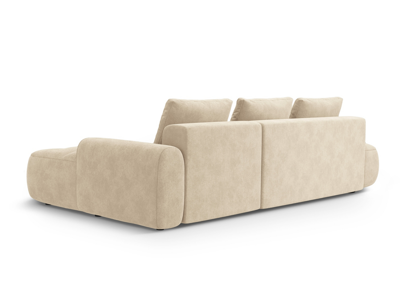 Cosmopolitan Design højrevendt velourhjørnesovesofa med opbevaring, "Linz", 3-personers, 275 × 142 × 84 cm, Vogue, sorte plastben, Variant RCFO_120