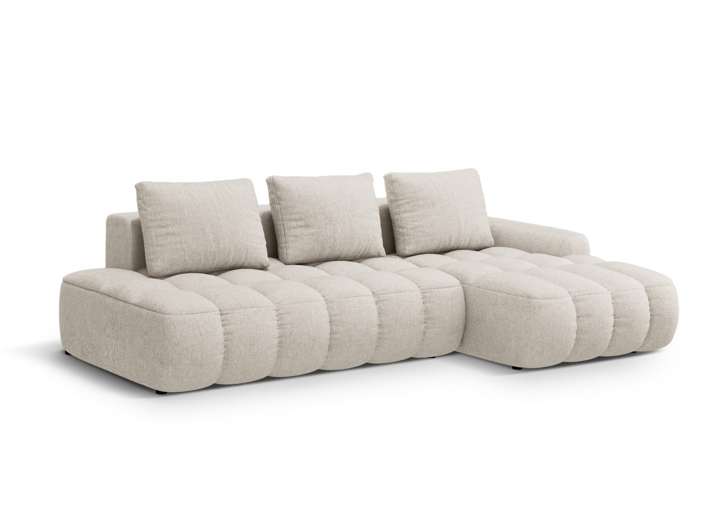 Cosmopolitan Design højrevendt hjørnesovesofa med opbevaring, "Linz", 3-personers, 275 × 142 × 84 cm, Sorella, sorte plastben, Variant RCFO_193