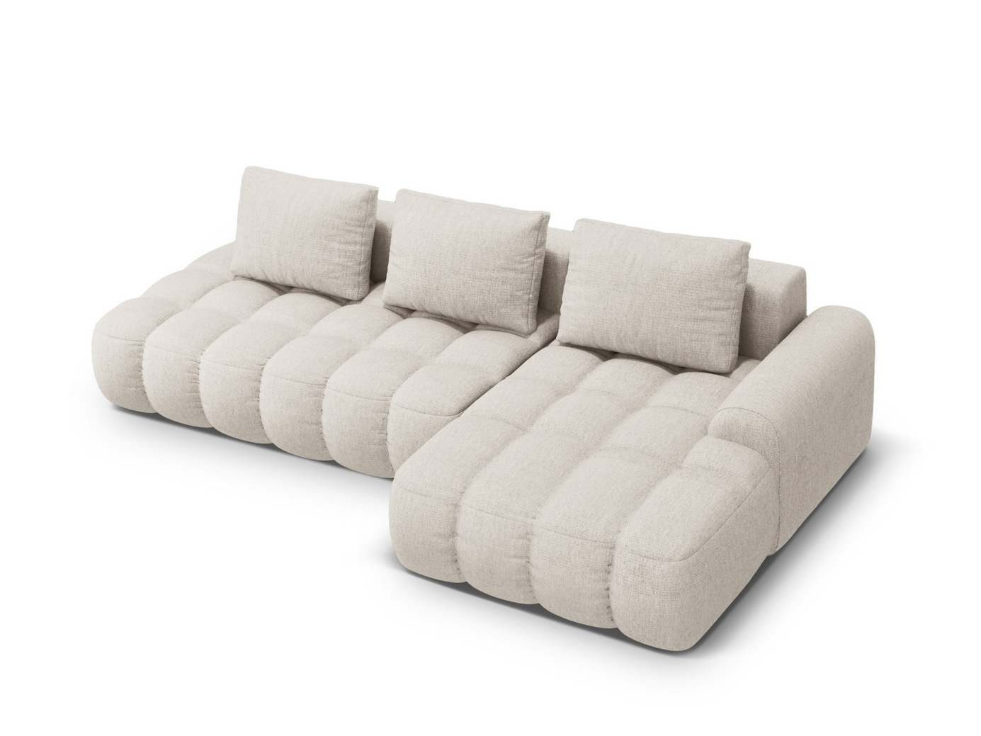 Cosmopolitan Design højrevendt hjørnesovesofa med opbevaring, "Linz", 3-personers, 275 × 142 × 84 cm, Sorella, sorte plastben, Variant RCFO_193