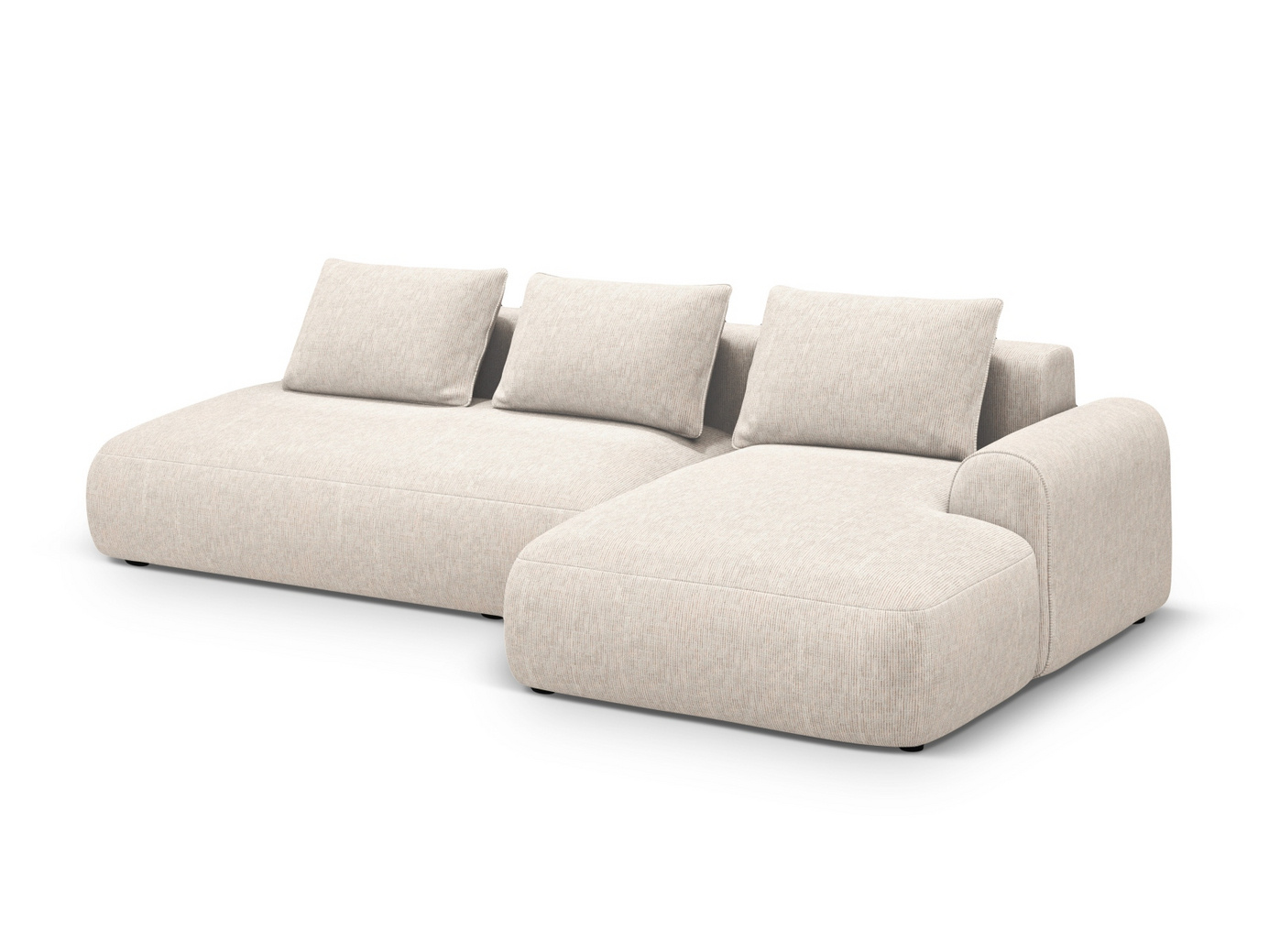 Cosmopolitan Design højrevendt hjørnesovesofa med opbevaring, "Calma", 5-personers, 275 × 142 × 84 cm, Baltimore, sorte plastben