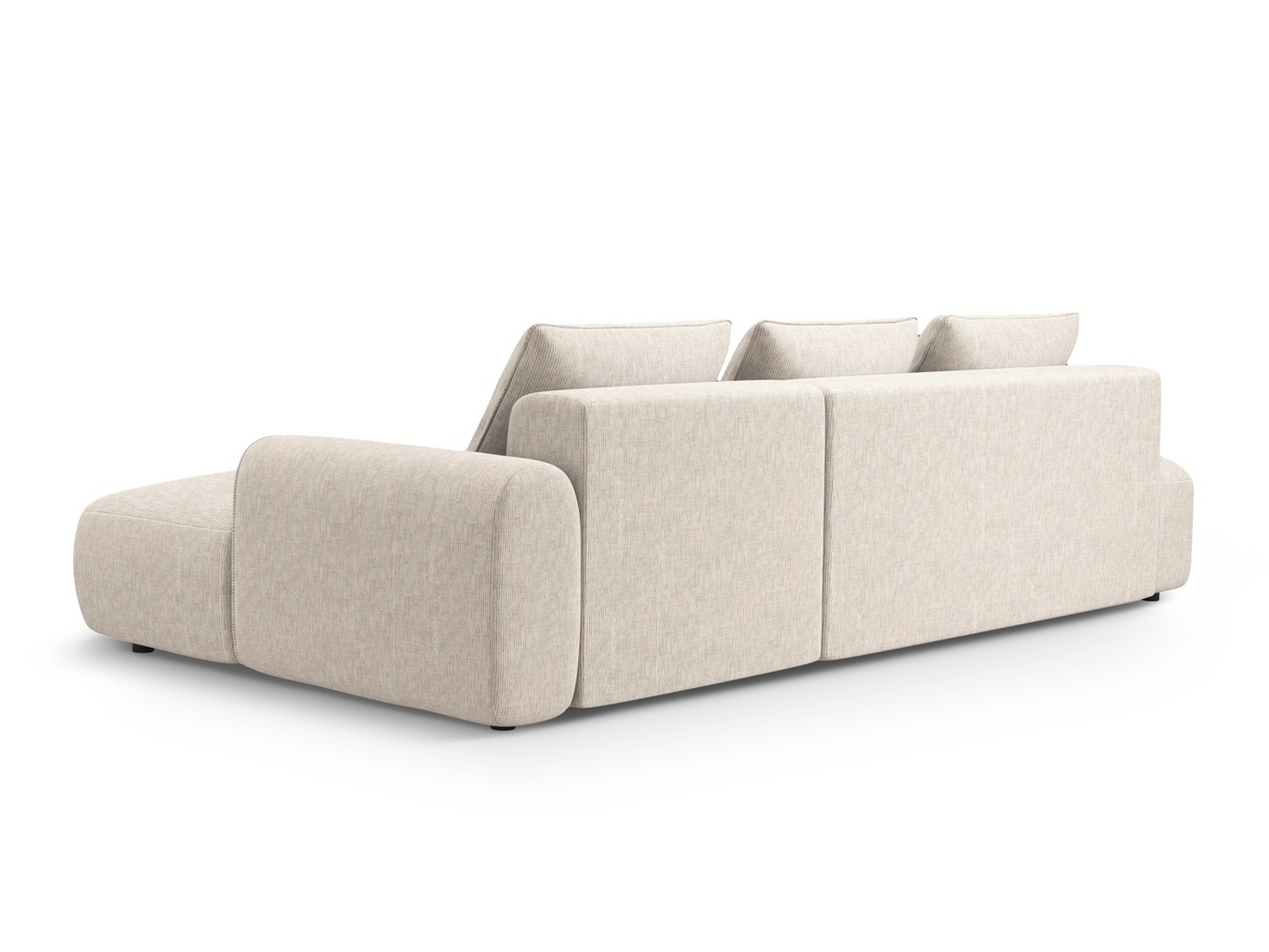 Cosmopolitan Design højrevendt hjørnesovesofa med opbevaring, "Calma", 5-personers, 275 × 142 × 84 cm, Baltimore, sorte plastben